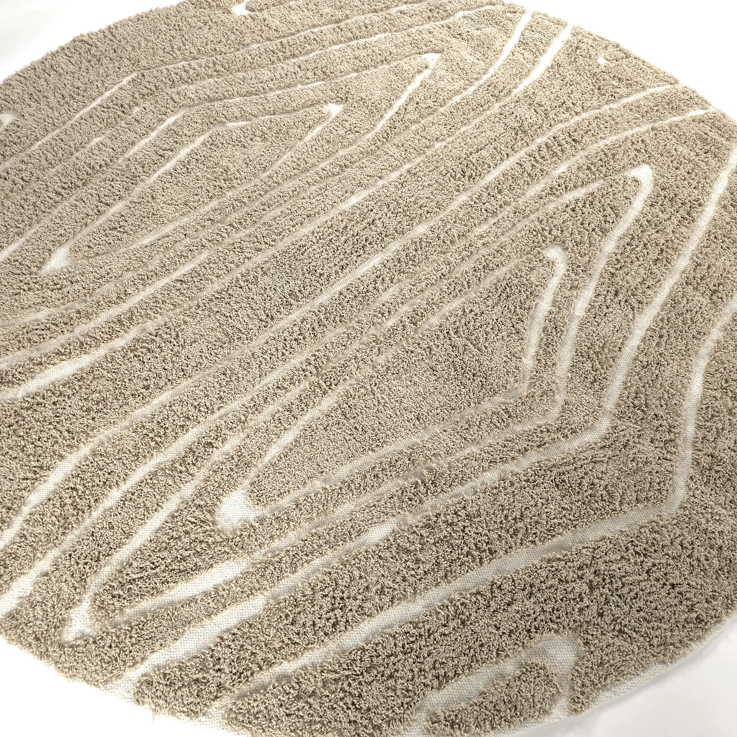 Tappeti rotondi - Kindon Natural Cotton Shaggy (beige/bianco)