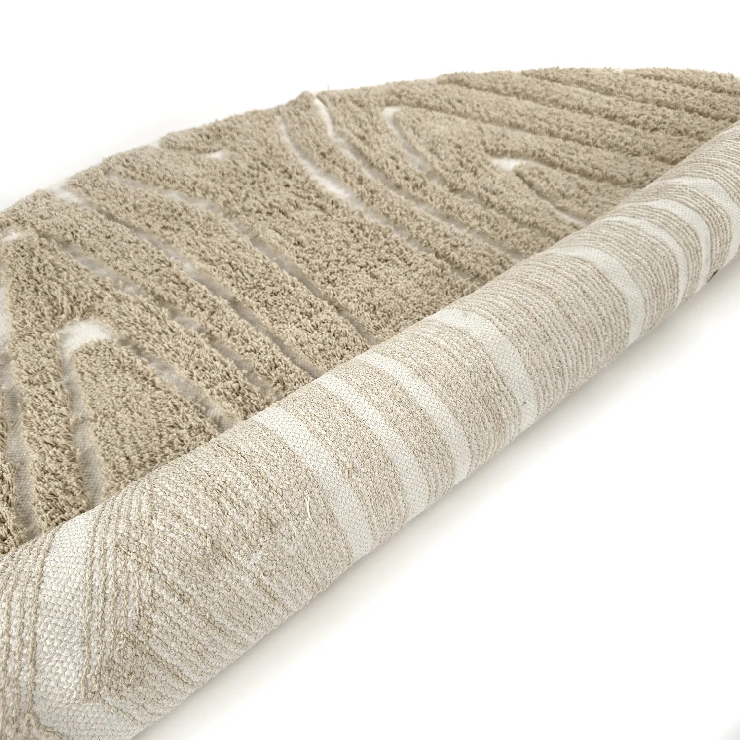 Tappeti rotondi - Kindon Natural Cotton Shaggy (beige/bianco)