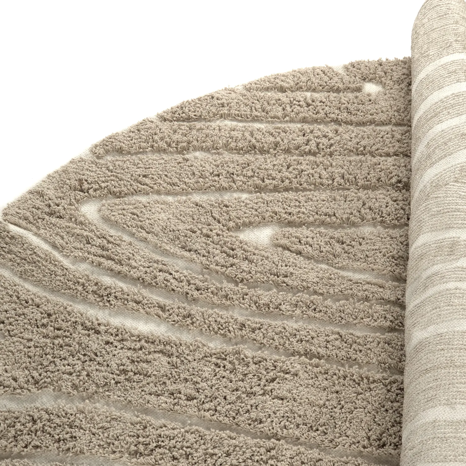 Tappeti rotondi - Kindon Natural Cotton Shaggy (beige/bianco)