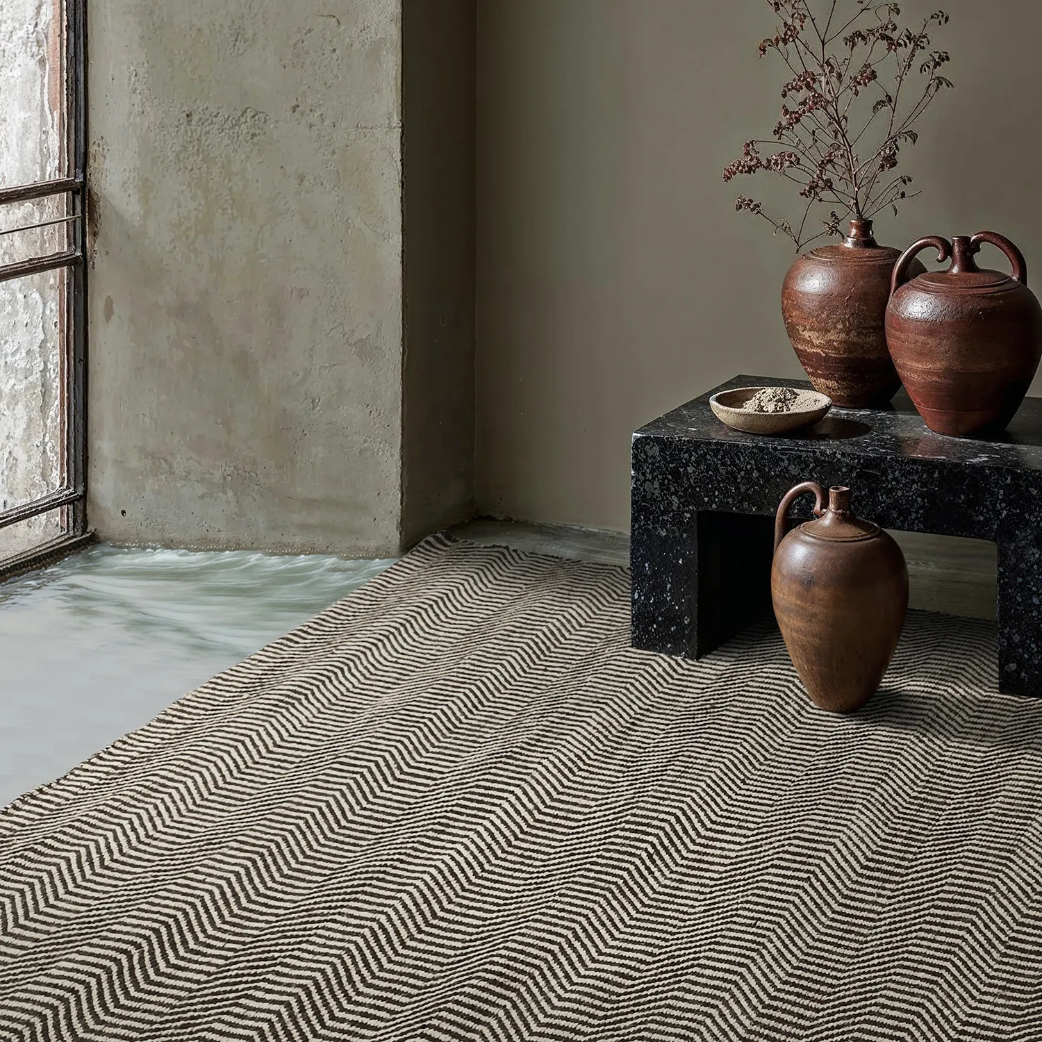 Tappeto In Lana - Larkana (beige/nero)