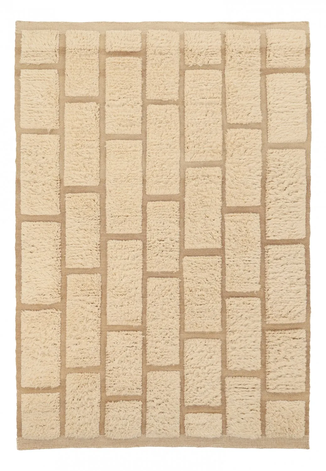 Tappeto A Pelo Lungo - Leknes Hand Woven Wool Shaggy (crema)