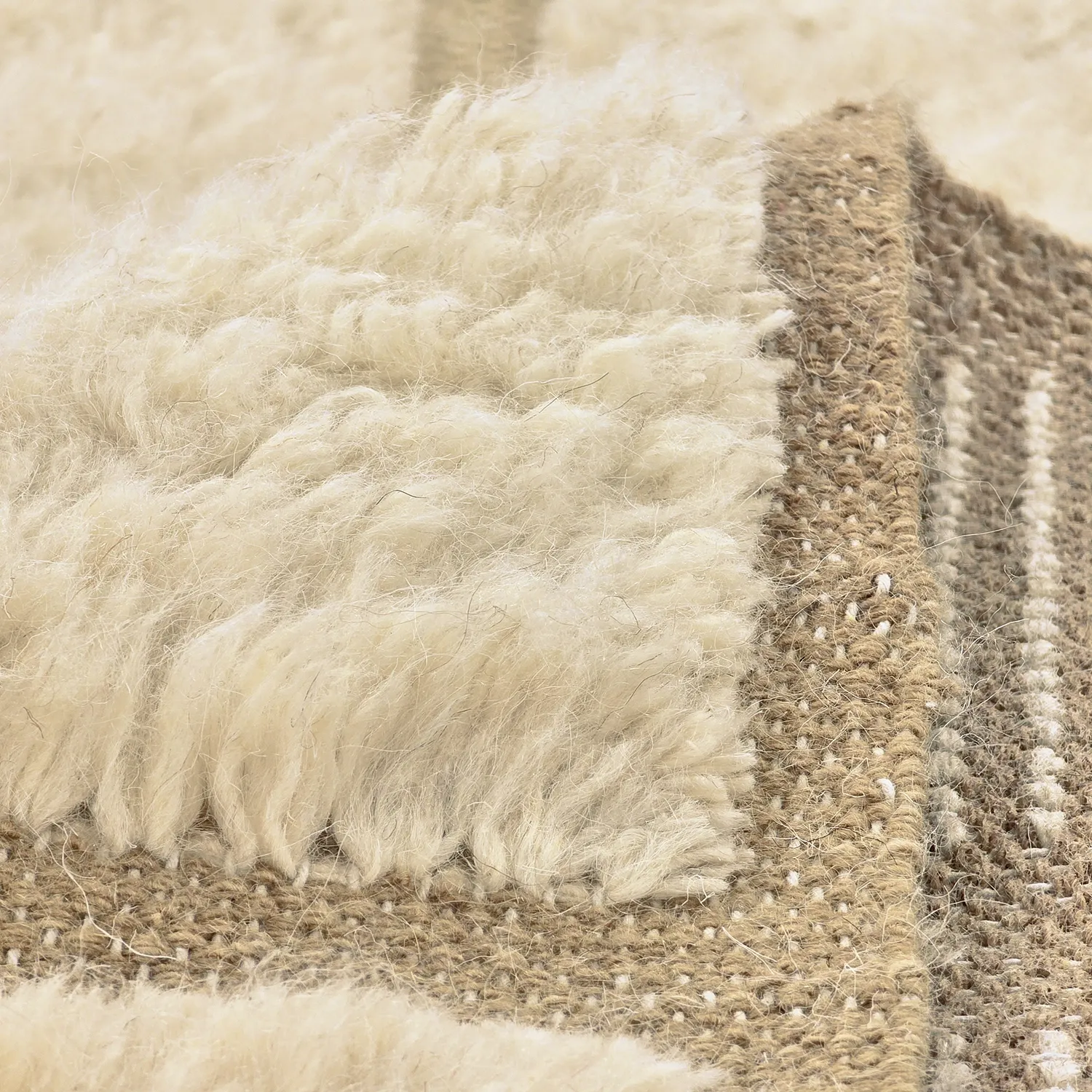Tappeto A Pelo Lungo - Leknes Hand Woven Wool Shaggy (crema)