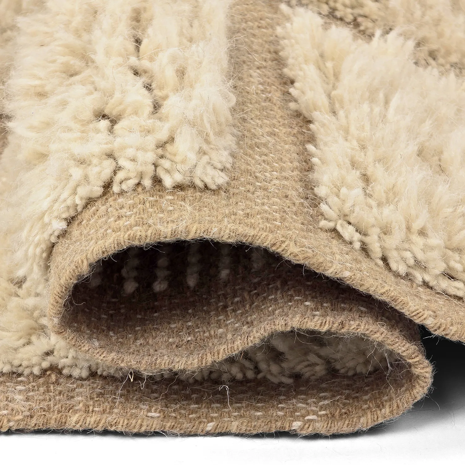 Tappeto A Pelo Lungo - Leknes Hand Woven Wool Shaggy (crema)