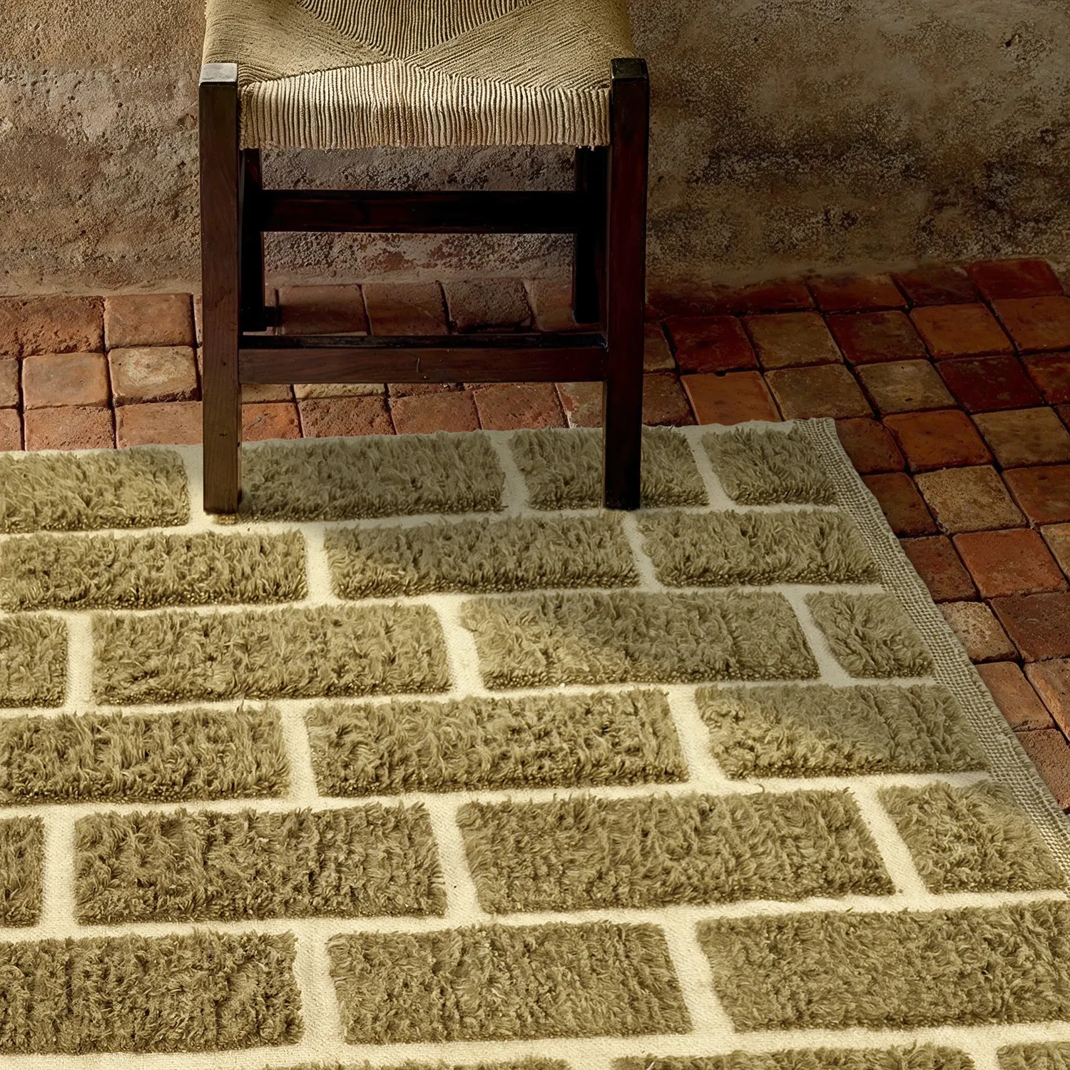 Tappeto A Pelo Lungo - Leknes Hand Woven Wool Shaggy (verde)