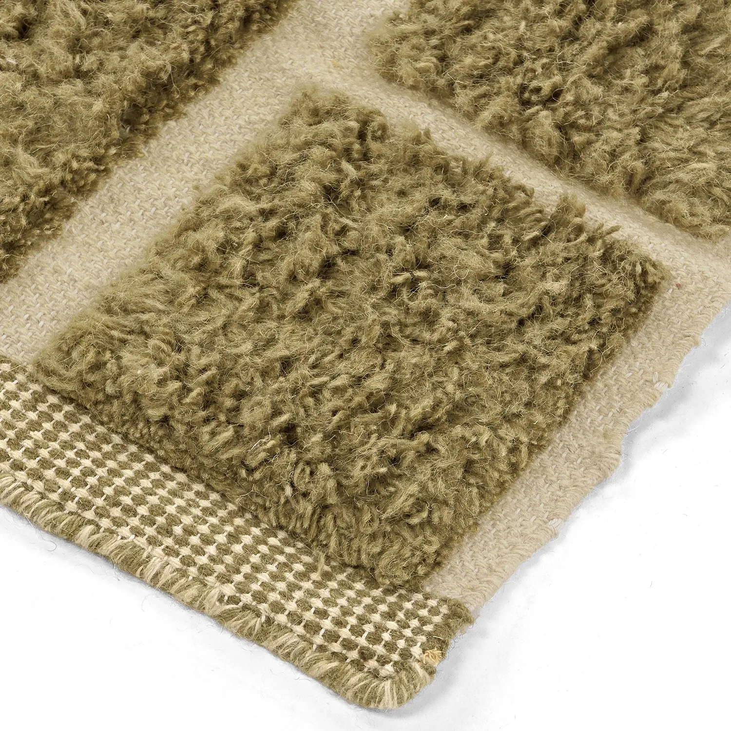 Tappeto A Pelo Lungo - Leknes Hand Woven Wool Shaggy (verde)