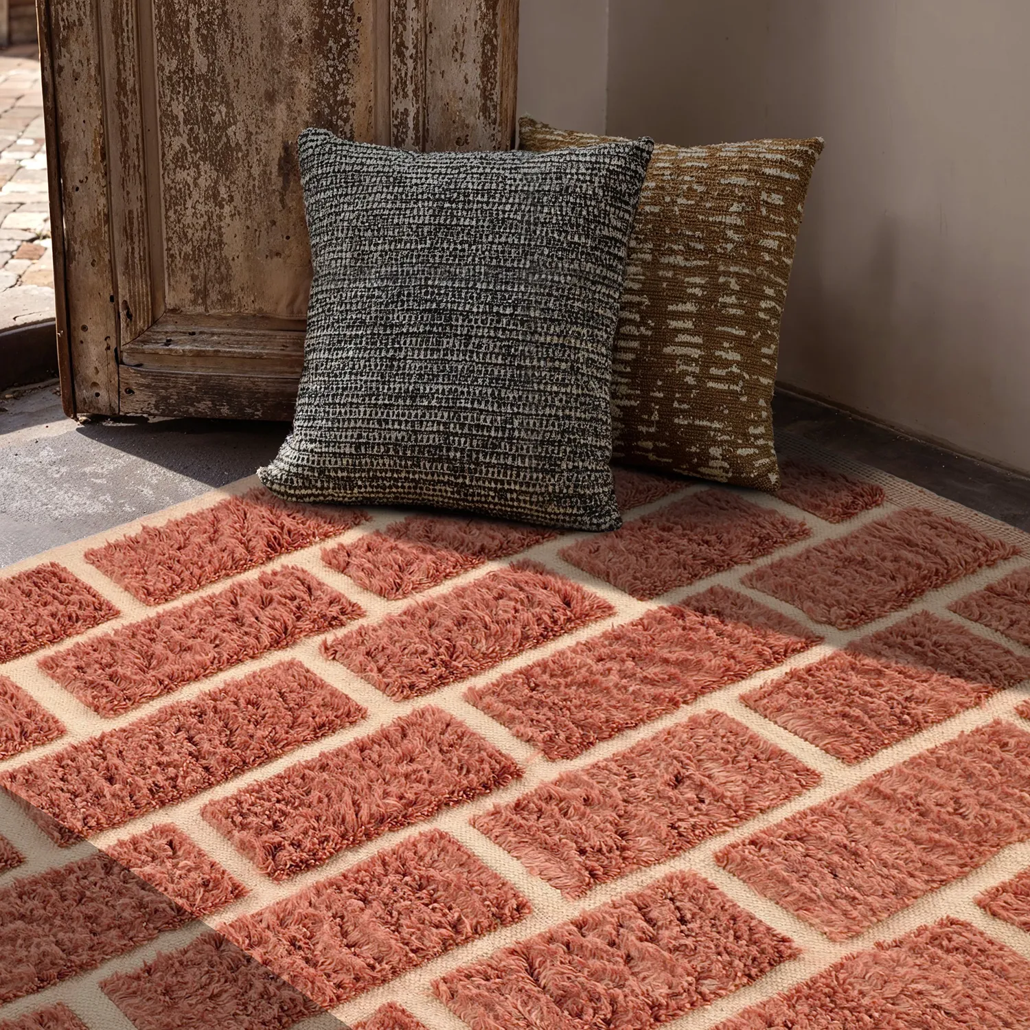 Tappeto A Pelo Lungo - Leknes Hand Woven Wool Shaggy (terracotta)