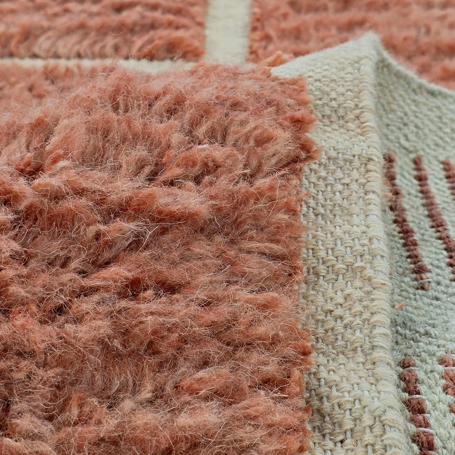 Tappeto A Pelo Lungo - Leknes Hand Woven Wool Shaggy (terracotta)