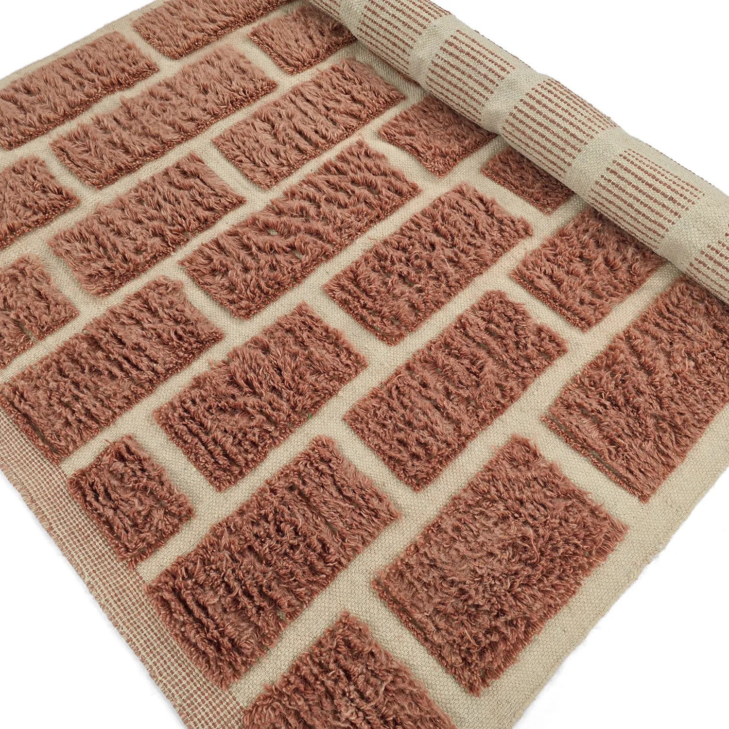 Tappeto A Pelo Lungo - Leknes Hand Woven Wool Shaggy (terracotta)