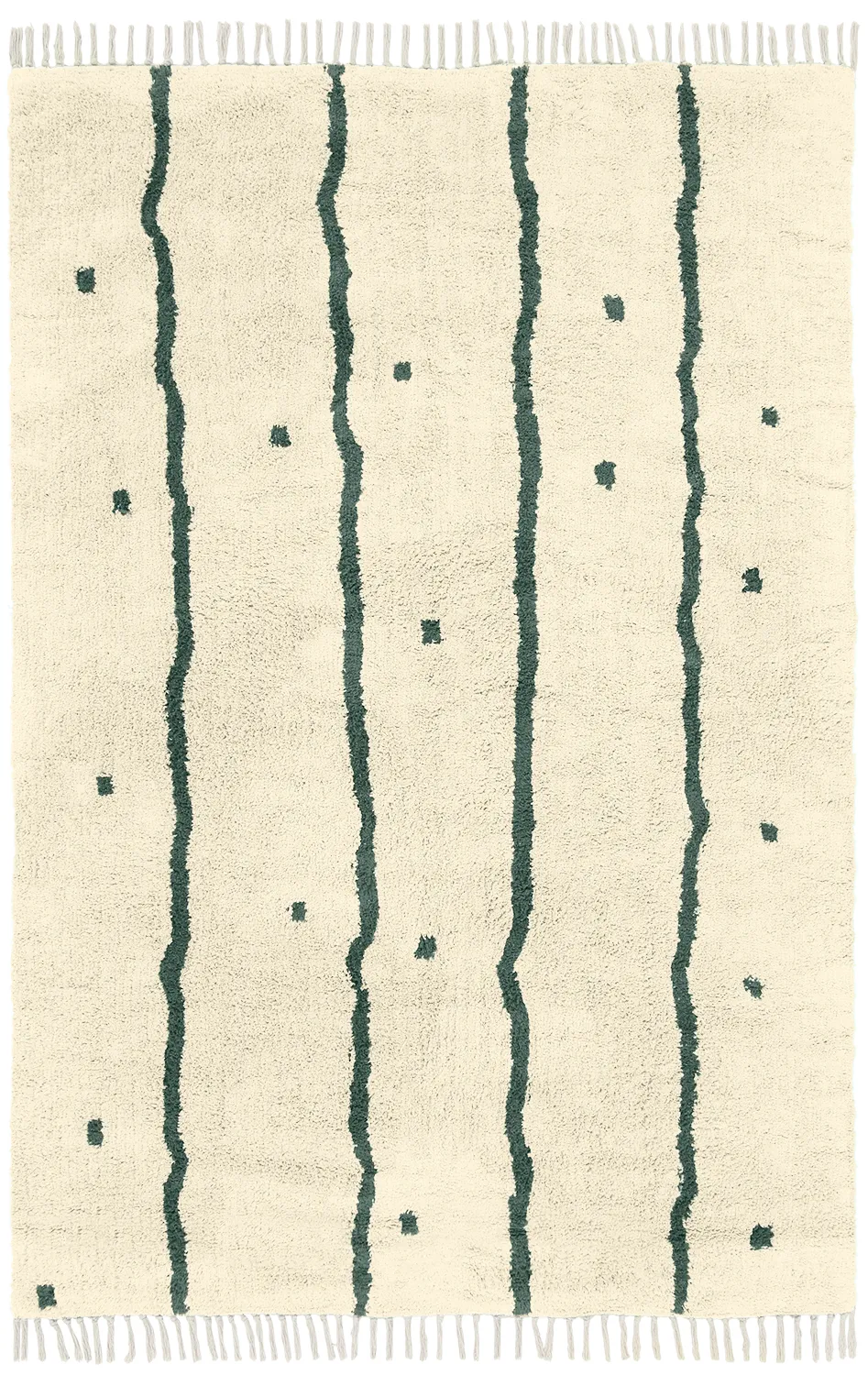 Tappeto A Pelo Lungo - Leora Natural Cotton Shaggy (beige/verde)