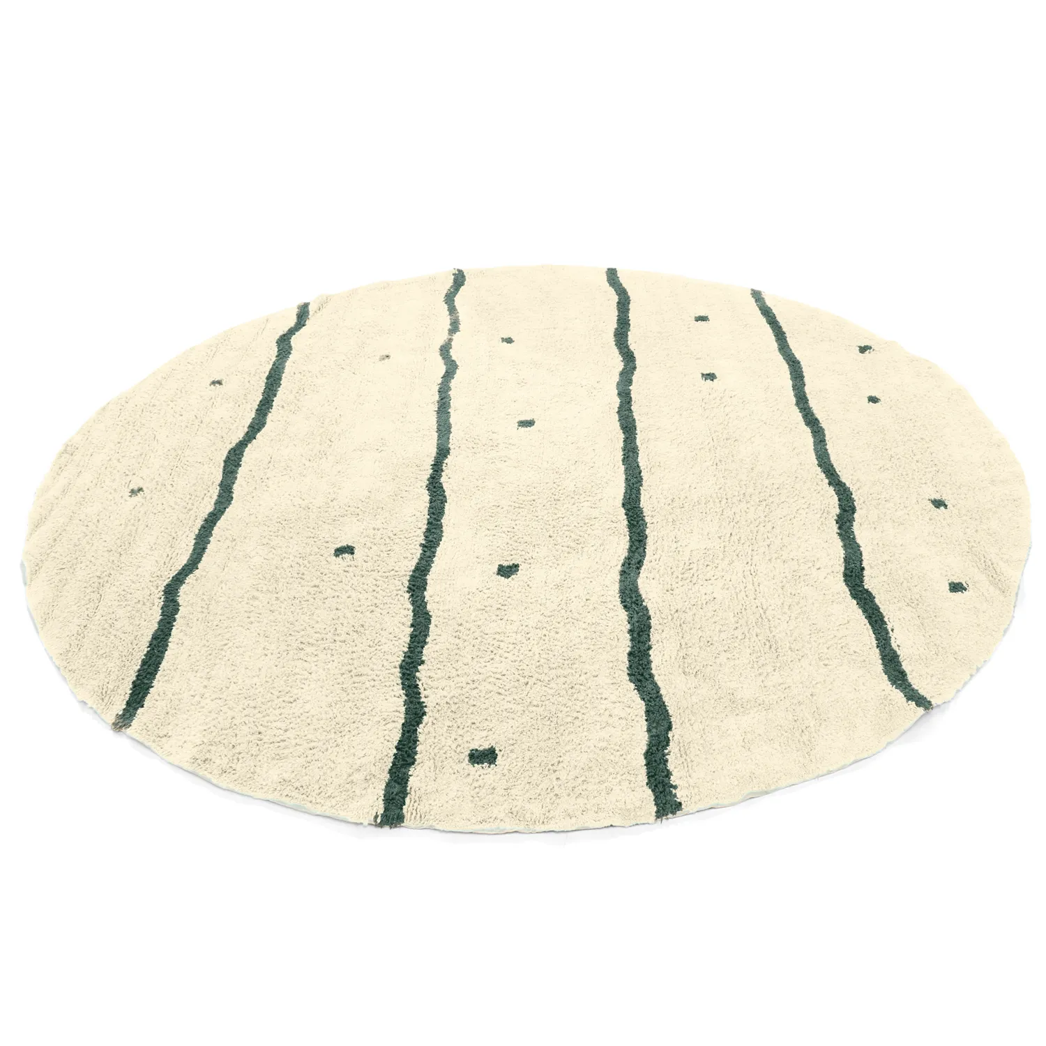 Tappeto rotondo - Leora Natural Cotton Shaggy (beige/verde)