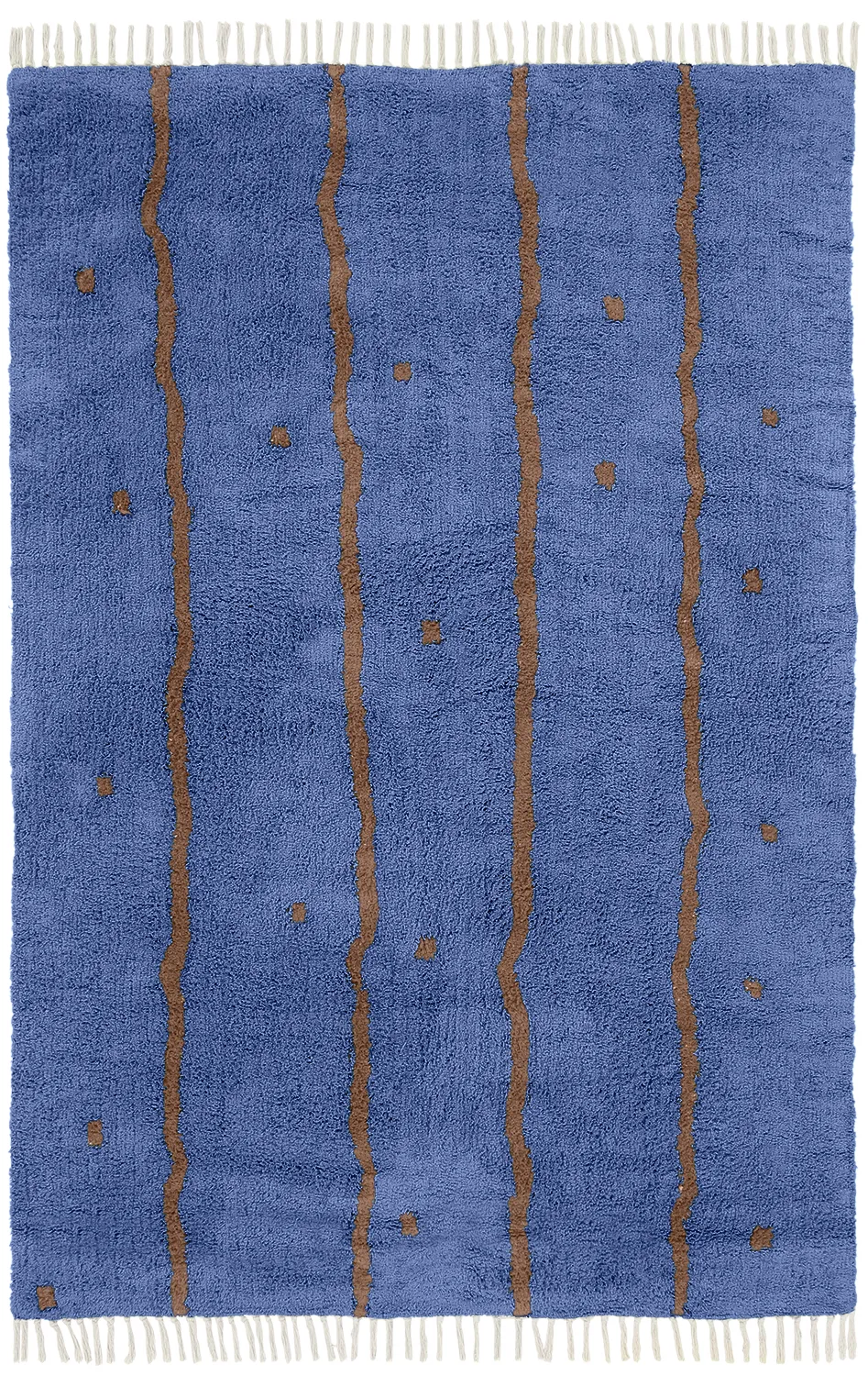 Tappeto A Pelo Lungo - Leora Natural Cotton Shaggy (blu/marrone)