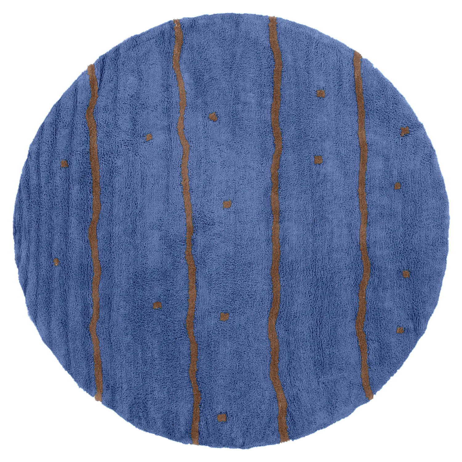 Tappeto rotondo - Leora Natural Cotton Shaggy (blu/marrone)