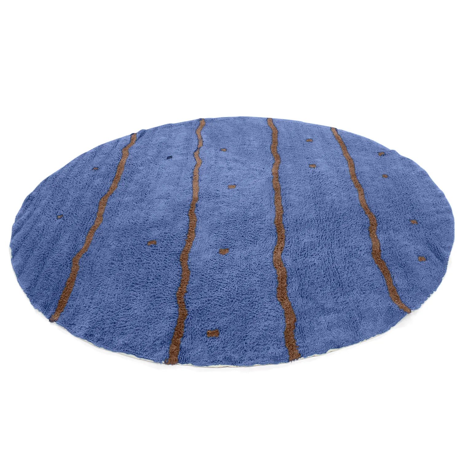Tappeto rotondo - Leora Natural Cotton Shaggy (blu/marrone)