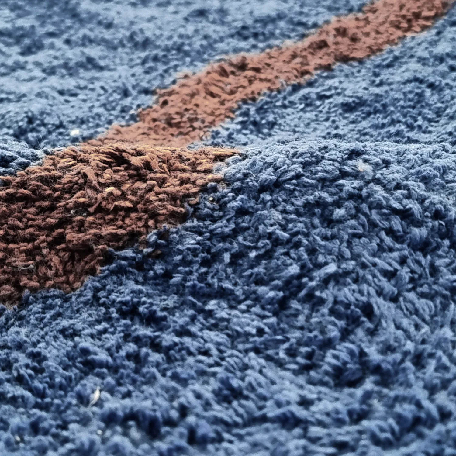Tappeto rotondo - Leora Natural Cotton Shaggy (blu/marrone)