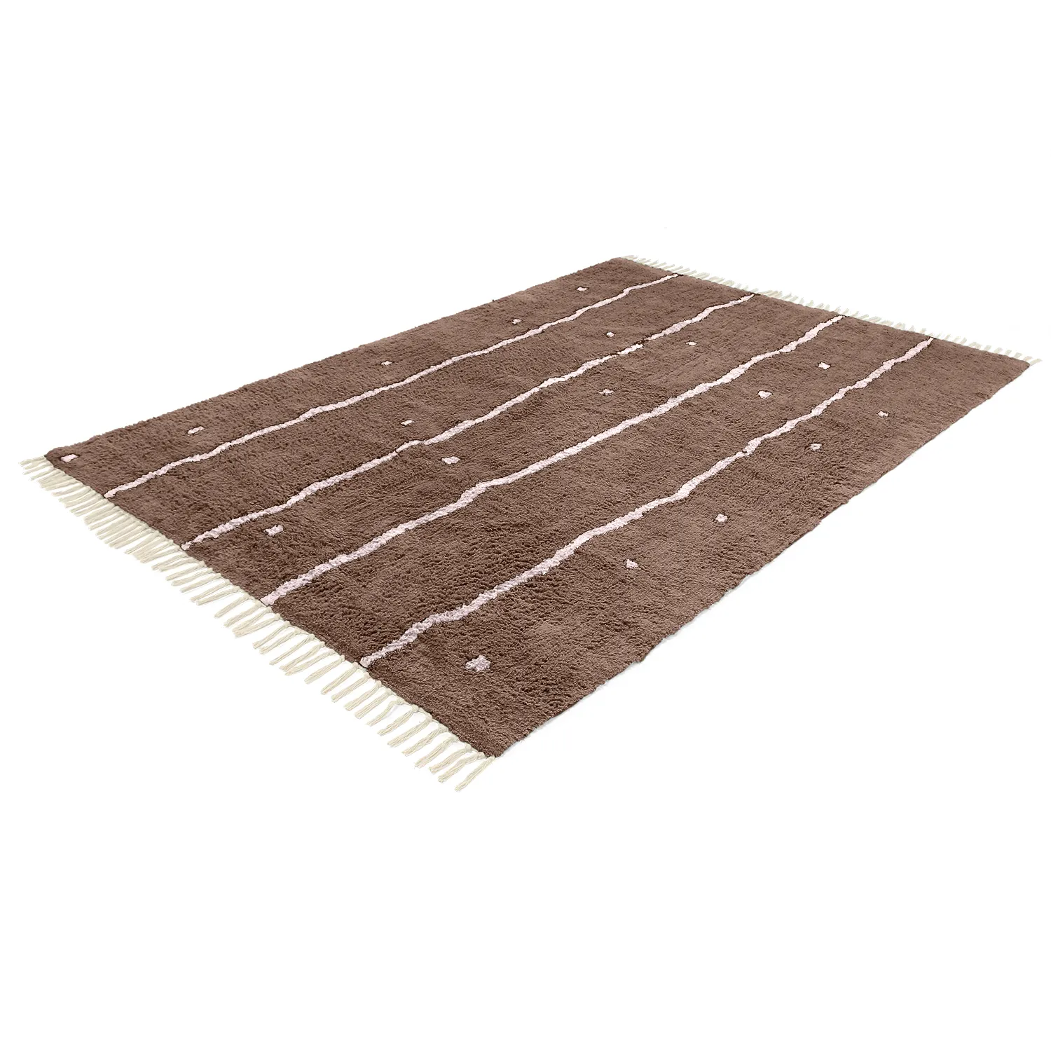 Tappeto A Pelo Lungo - Leora Natural Cotton Shaggy (marrone/viola)