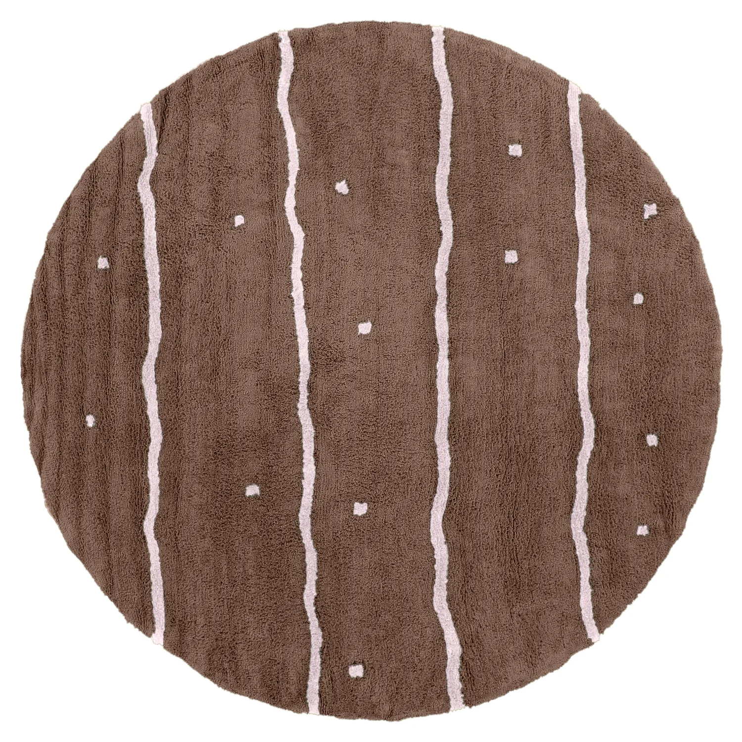 Tappeto rotondo - Leora Natural Cotton Shaggy (marrone/viola)