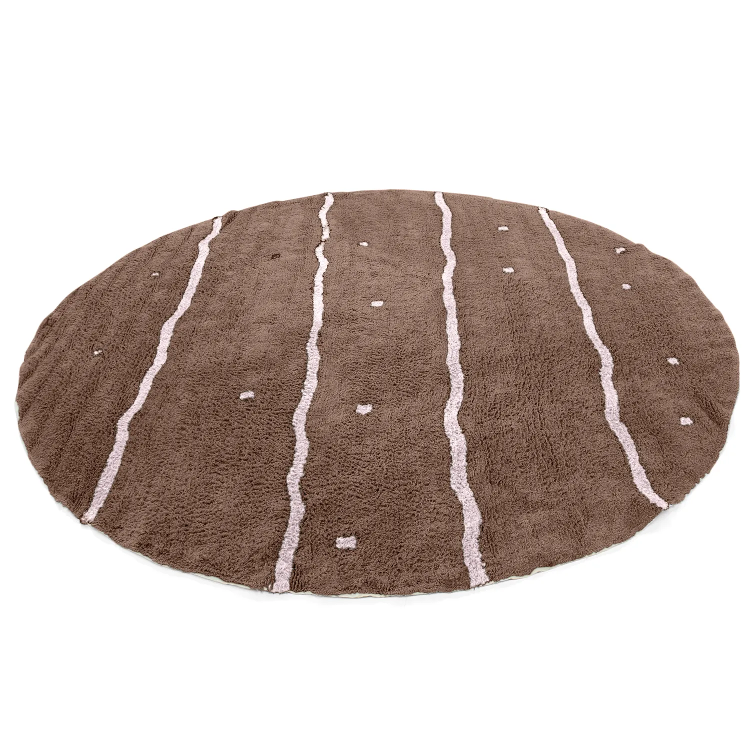 Tappeto rotondo - Leora Natural Cotton Shaggy (marrone/viola)