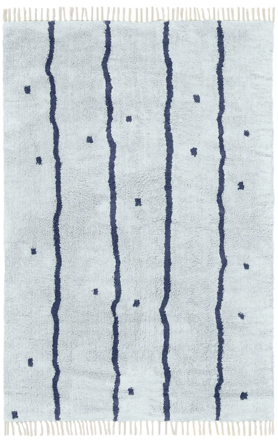 Tappeto A Pelo Lungo - Leora Natural Cotton Shaggy (grigio/blu)