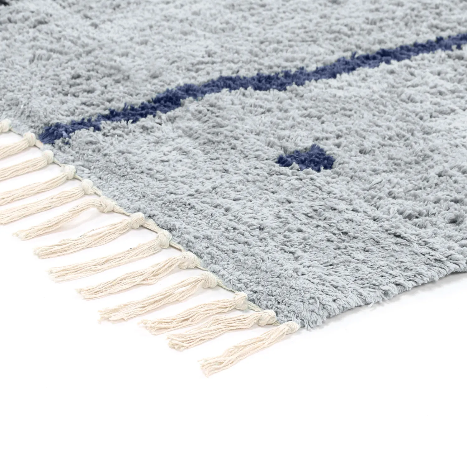 Tappeto A Pelo Lungo - Leora Natural Cotton Shaggy (grigio/blu)