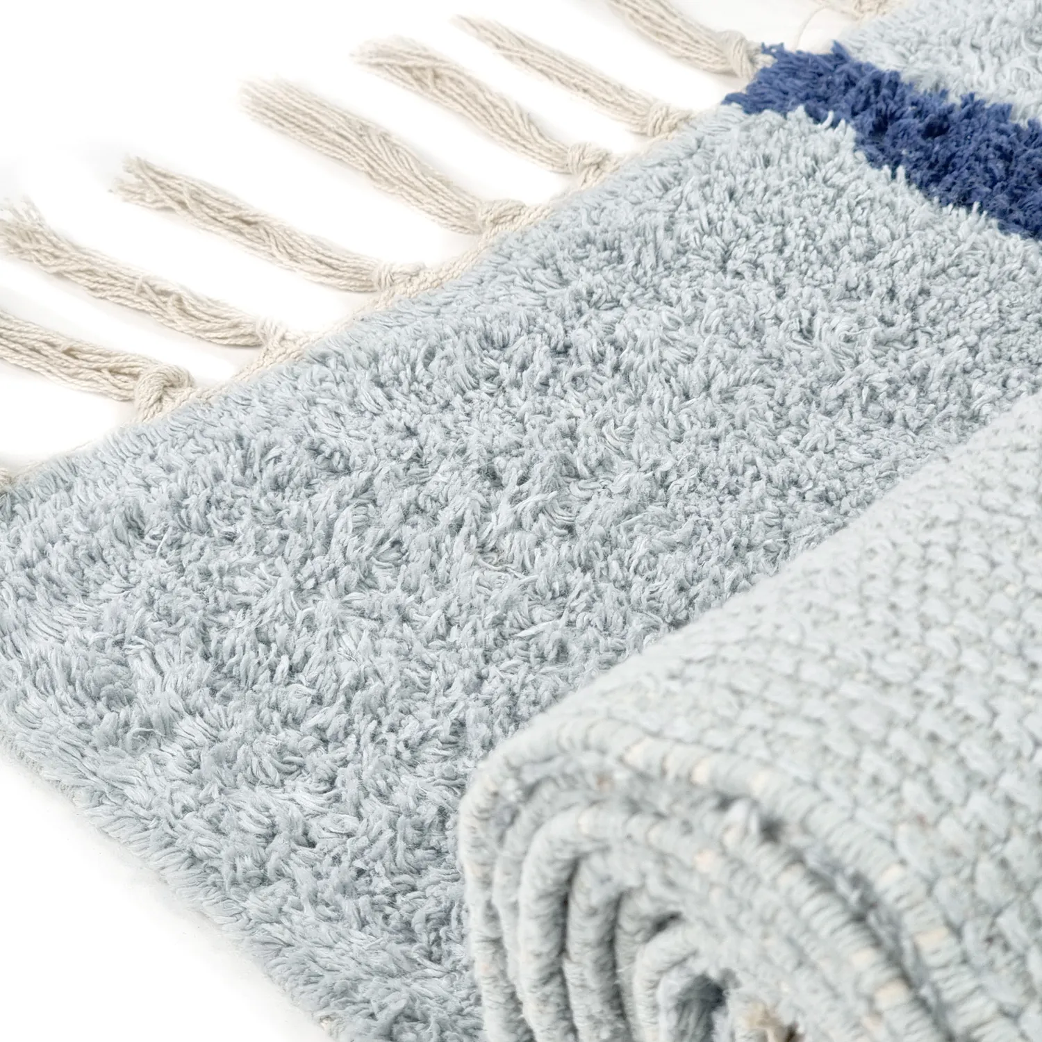 Tappeto A Pelo Lungo - Leora Natural Cotton Shaggy (grigio/blu)