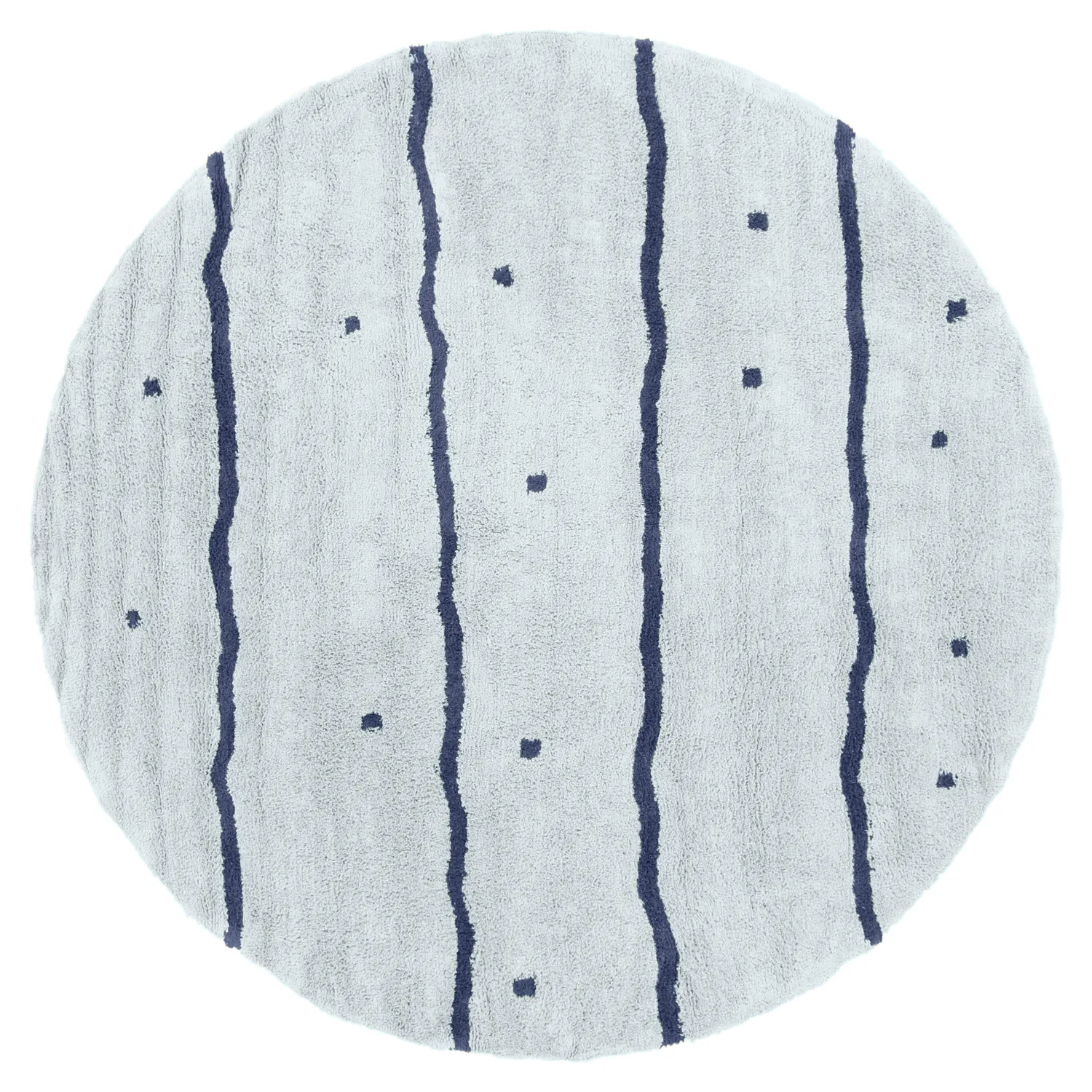 Tappeto rotondo - Leora Natural Cotton Shaggy (grigio/blu)