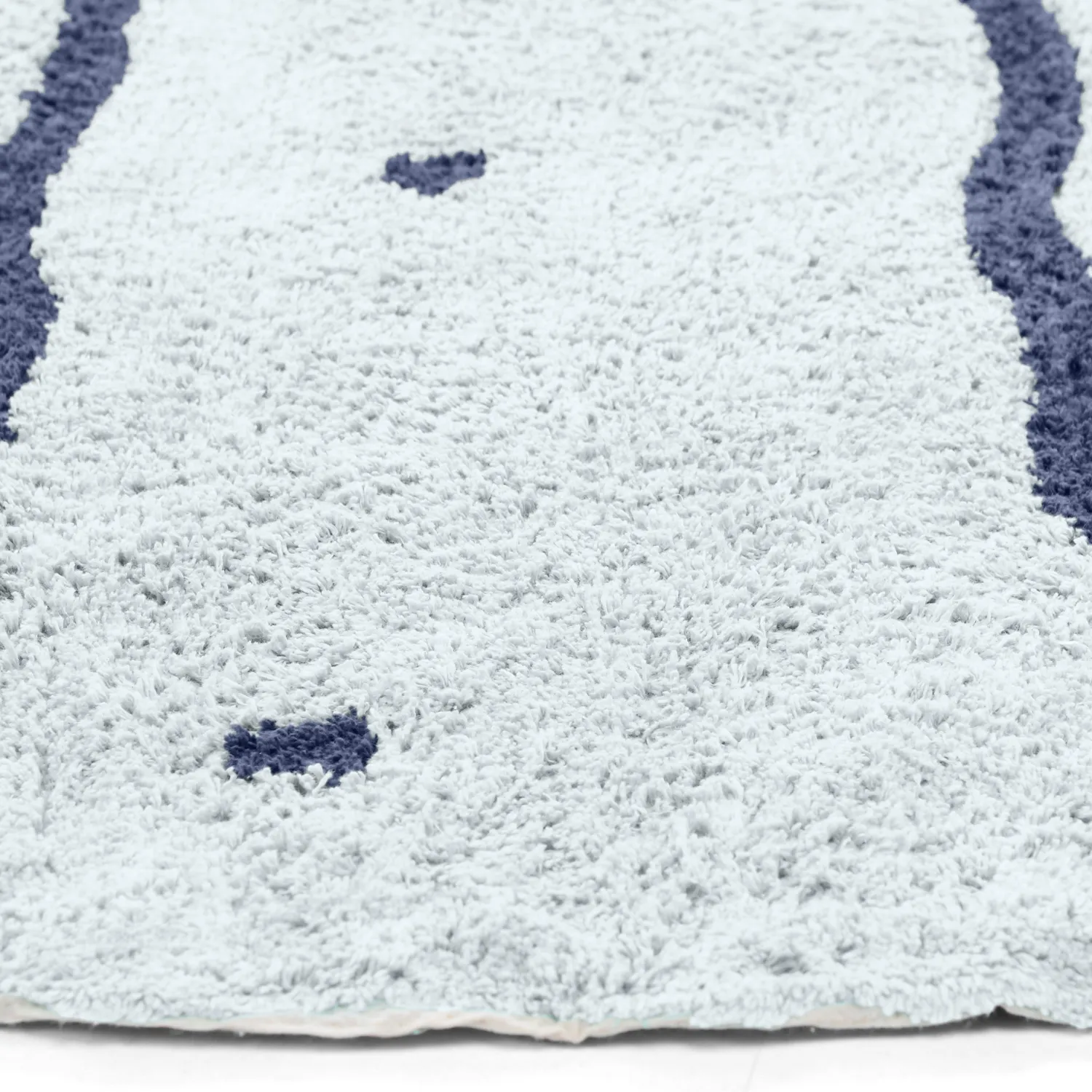 Tappeto rotondo - Leora Natural Cotton Shaggy (grigio/blu)