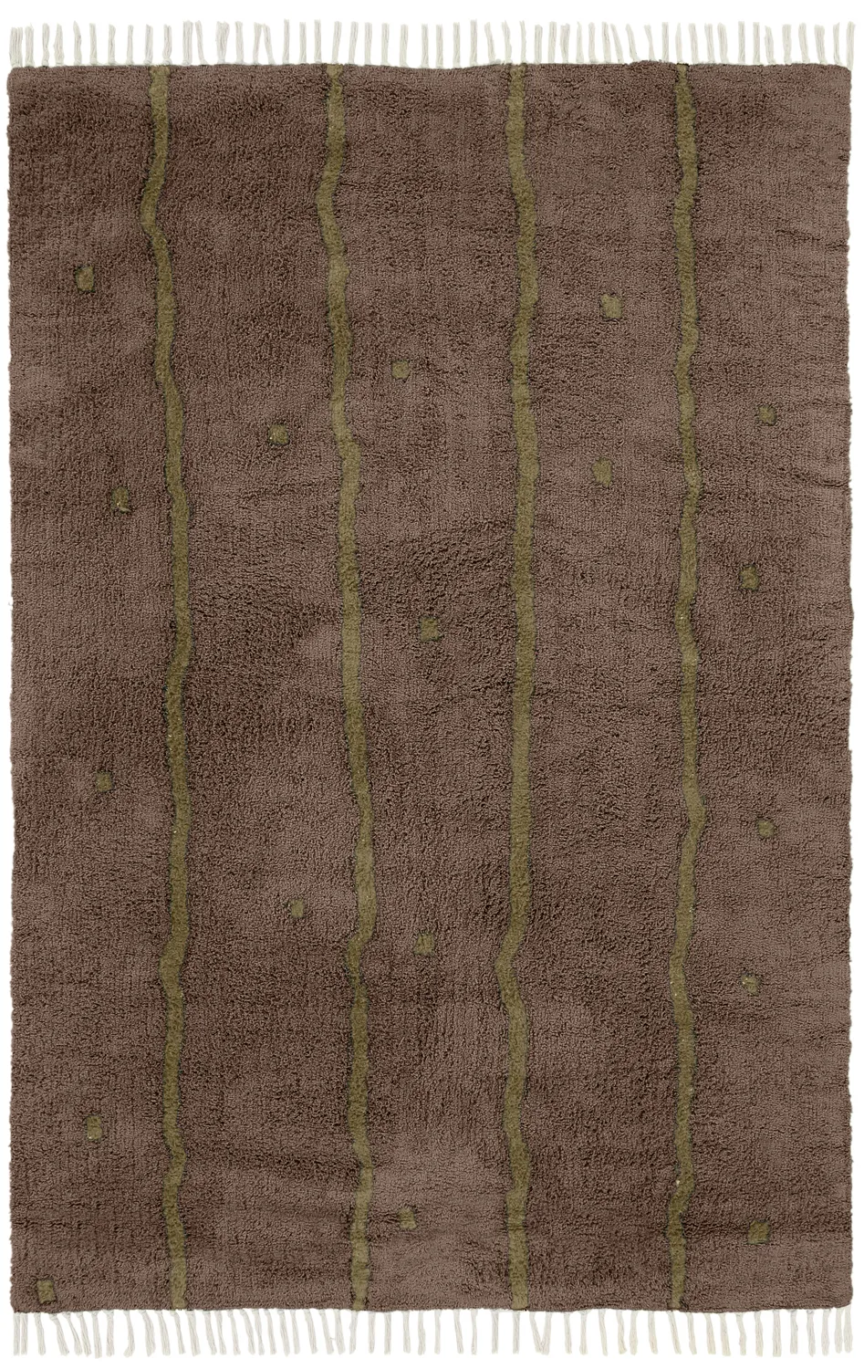Tappeto A Pelo Lungo - Leora Natural Cotton Shaggy (marrone/oliva)