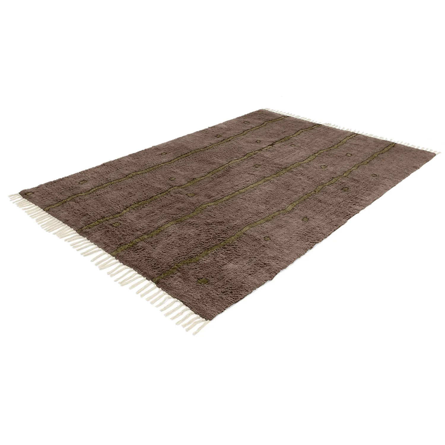 Tappeto A Pelo Lungo - Leora Natural Cotton Shaggy (marrone/oliva)