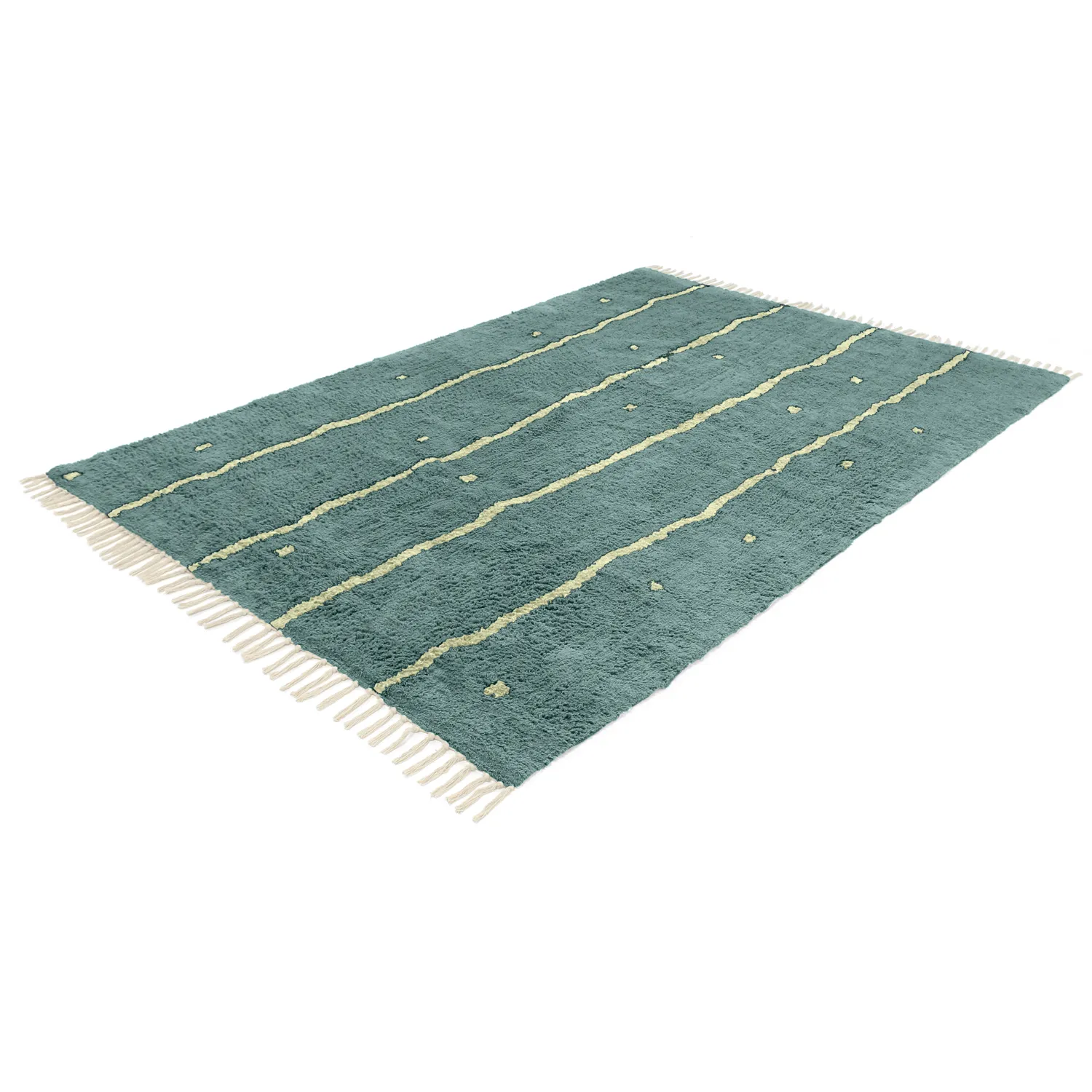 Tappeto A Pelo Lungo - Leora Natural Cotton Shaggy (verde)