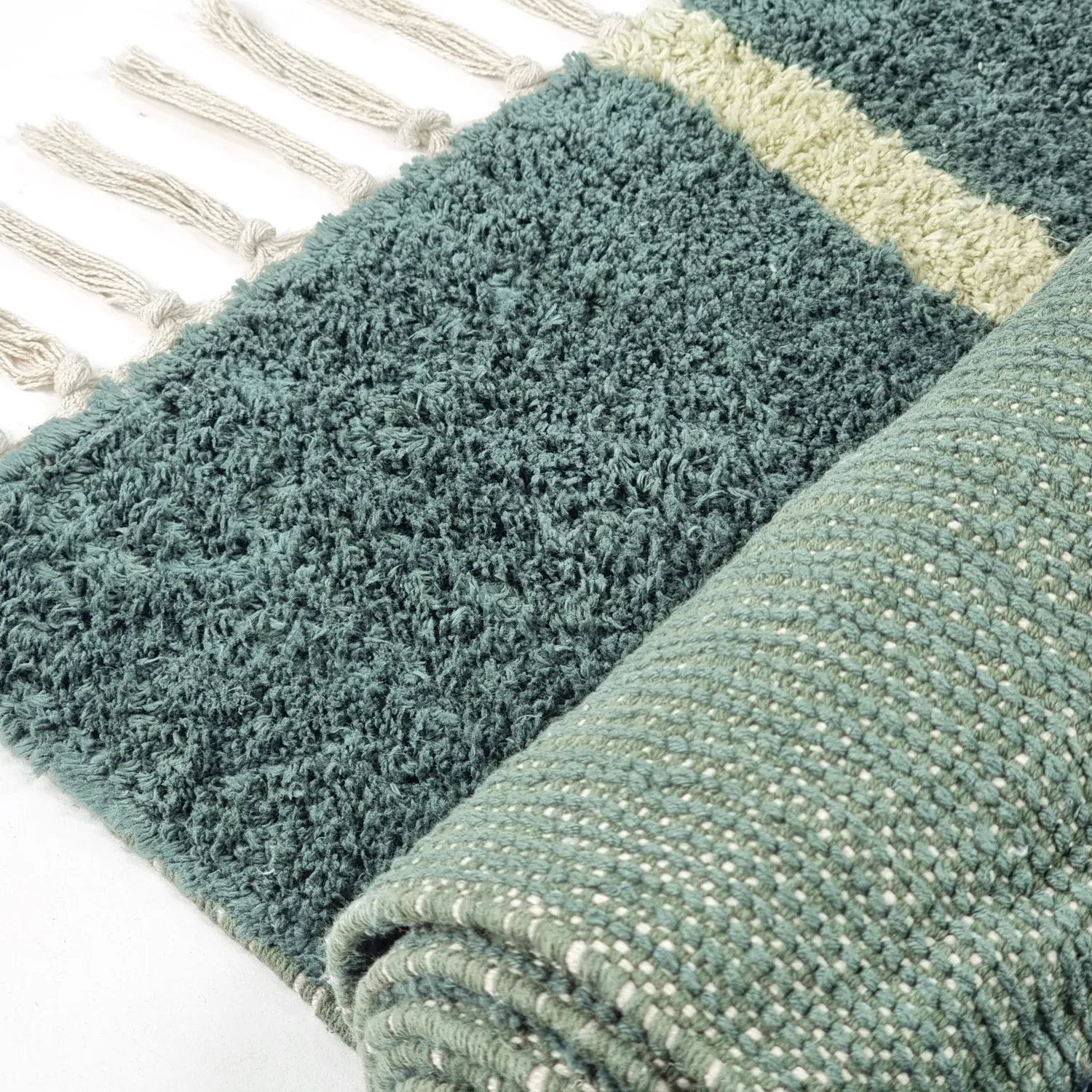 Tappeto A Pelo Lungo - Leora Natural Cotton Shaggy (verde)