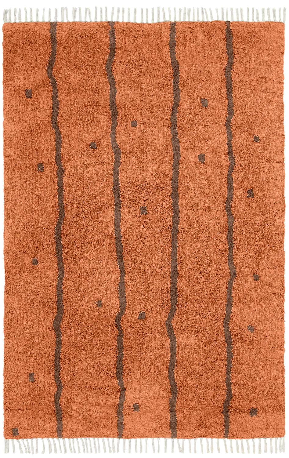 Tappeto A Pelo Lungo - Leora Natural Cotton Shaggy (arancione/marrone)