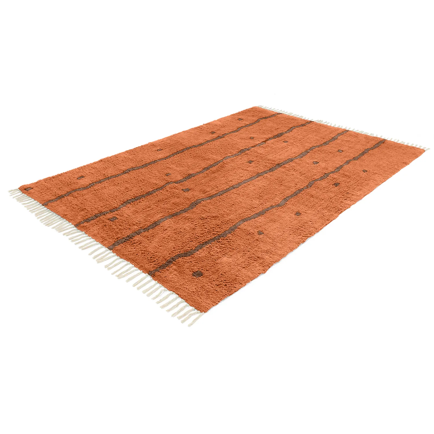 Tappeto A Pelo Lungo - Leora Natural Cotton Shaggy (arancione/marrone)
