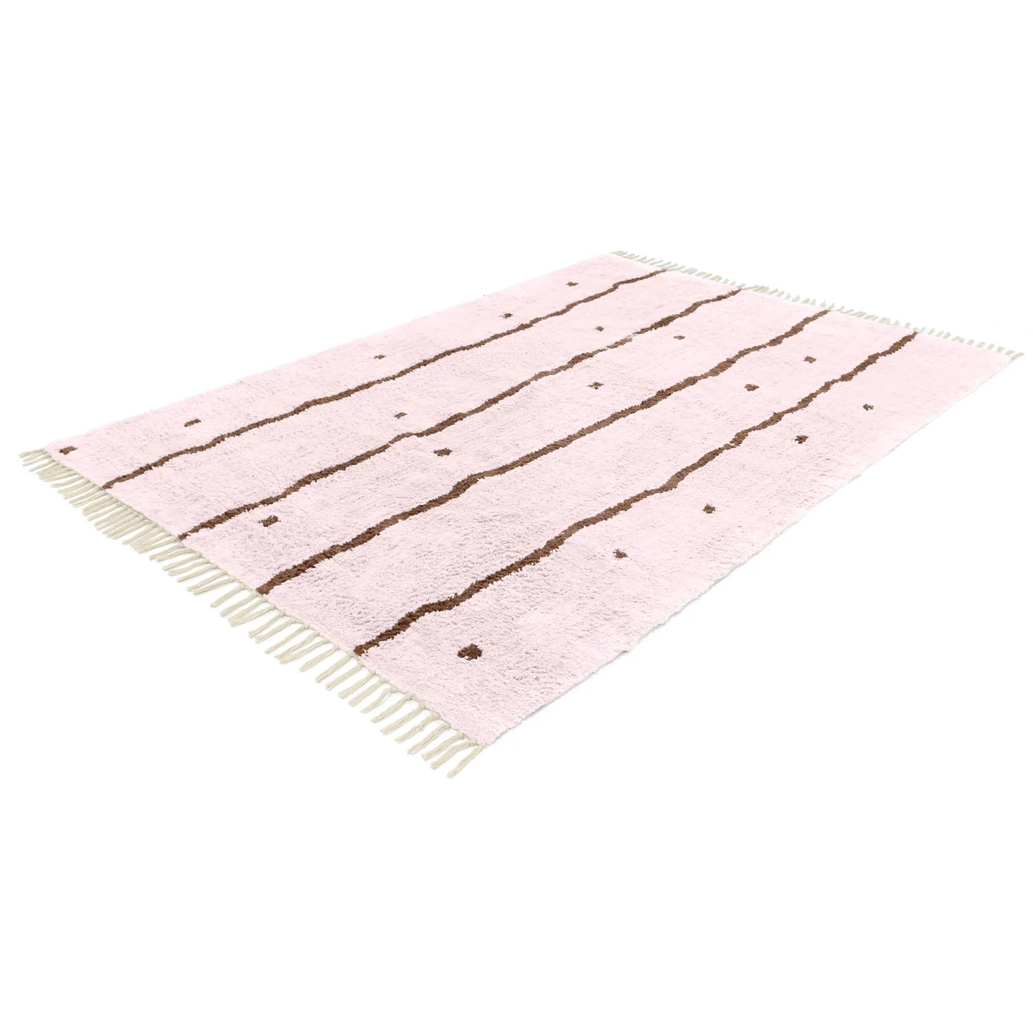 Tappeto A Pelo Lungo - Leora Natural Cotton Shaggy (rosa/marrone)