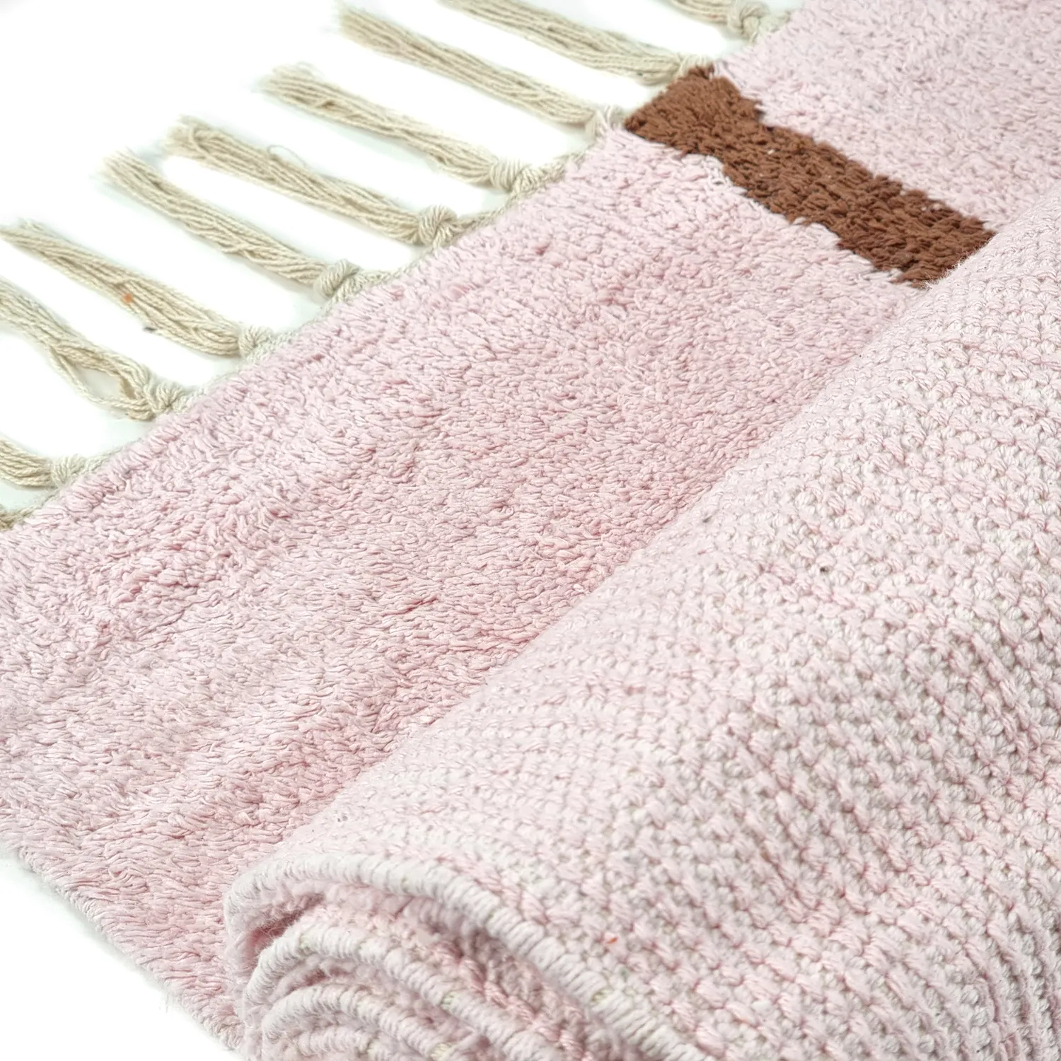 Tappeto A Pelo Lungo - Leora Natural Cotton Shaggy (rosa/marrone)
