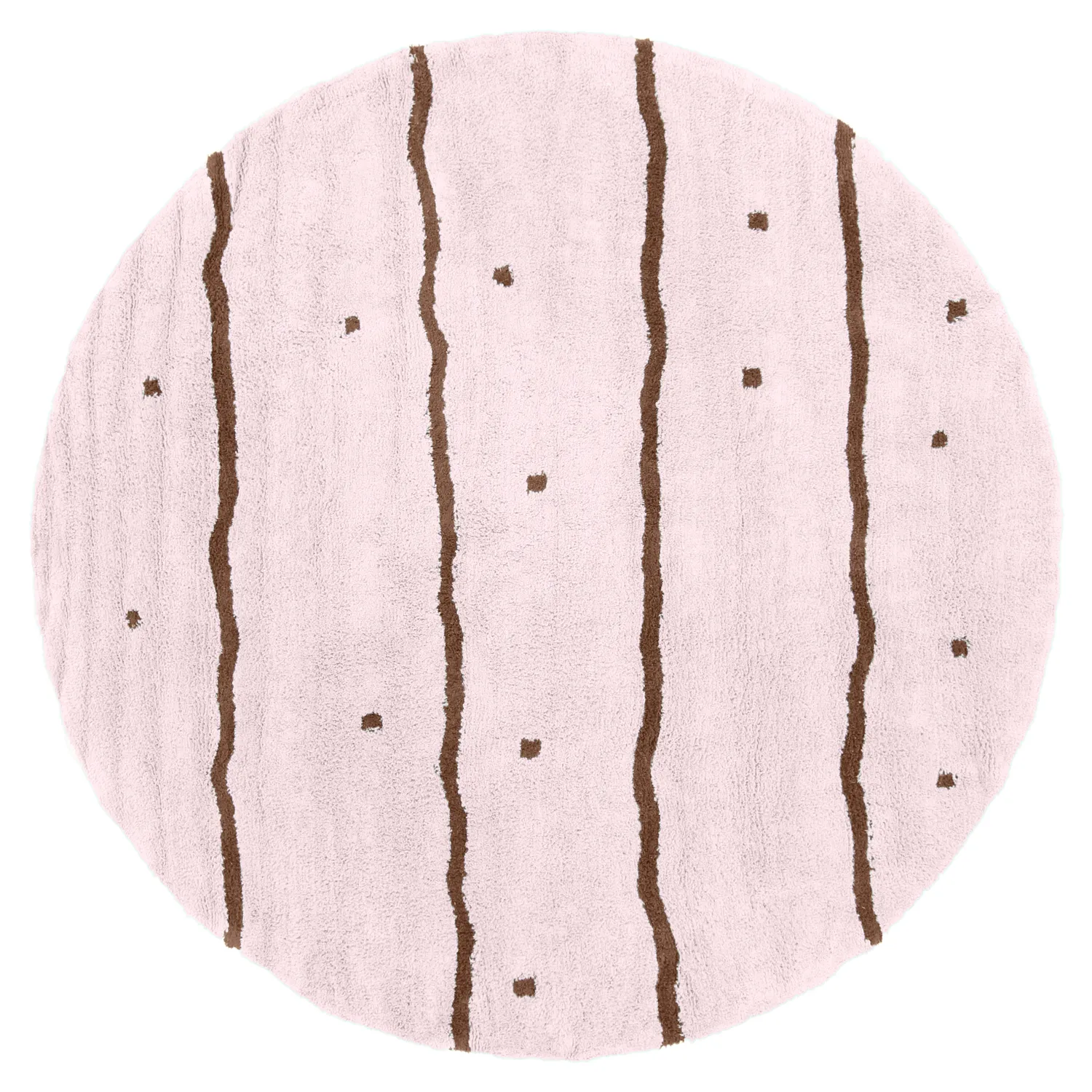 Tappeto rotondo - Leora Natural Cotton Shaggy (rosa/marrone)