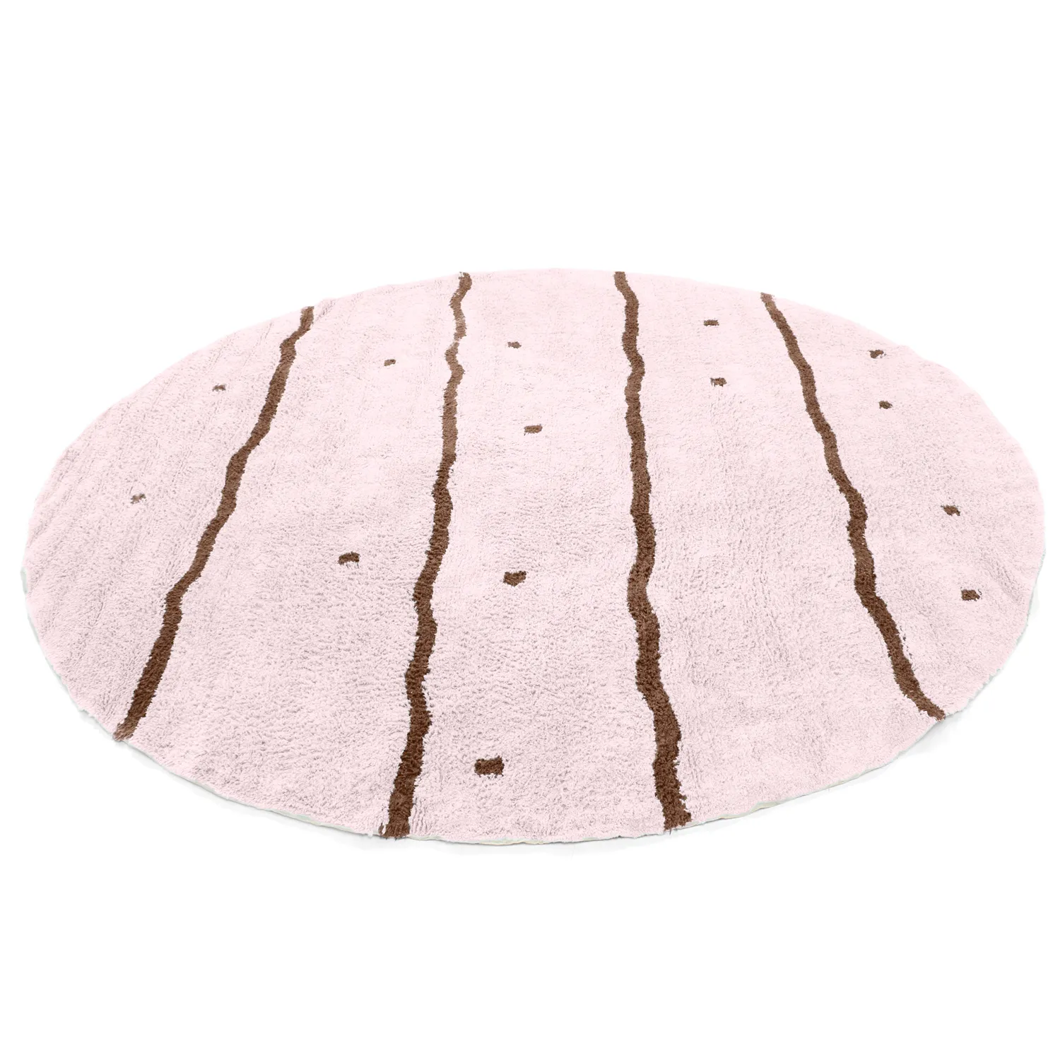 Tappeto rotondo - Leora Natural Cotton Shaggy (rosa/marrone)