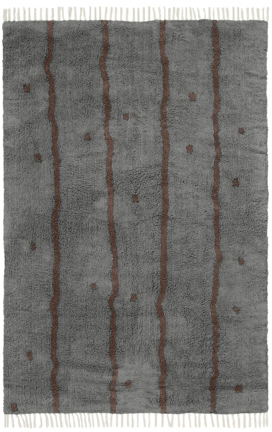 Tappeto A Pelo Lungo - Leora Natural Cotton Shaggy (marrone/nero)