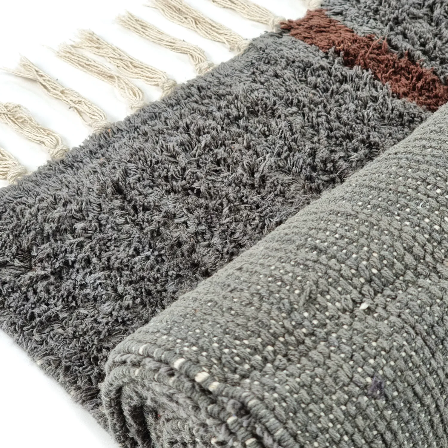 Tappeto A Pelo Lungo - Leora Natural Cotton Shaggy (marrone/nero)