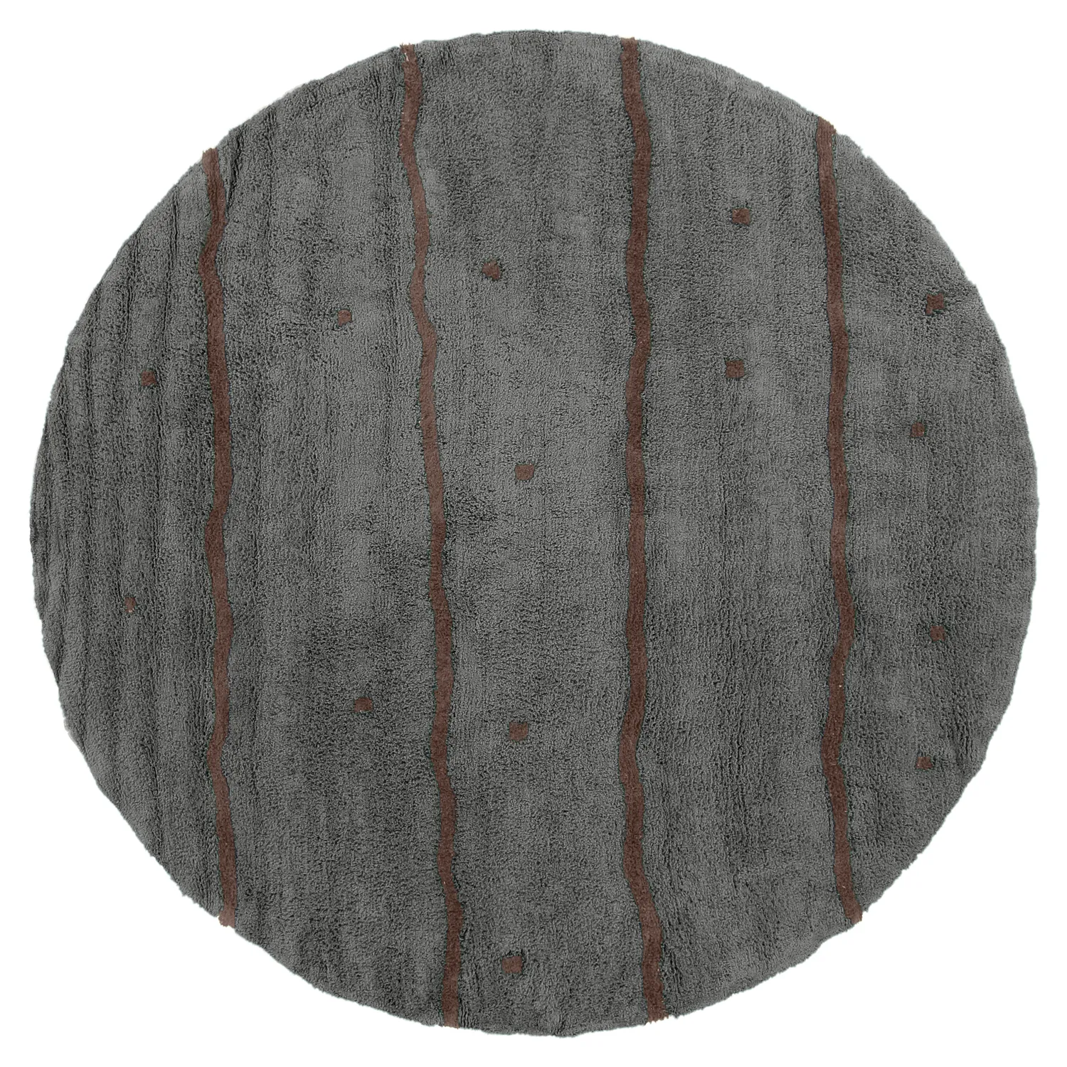 Tappeto rotondo - Leora Natural Cotton Shaggy (marrone/nero)