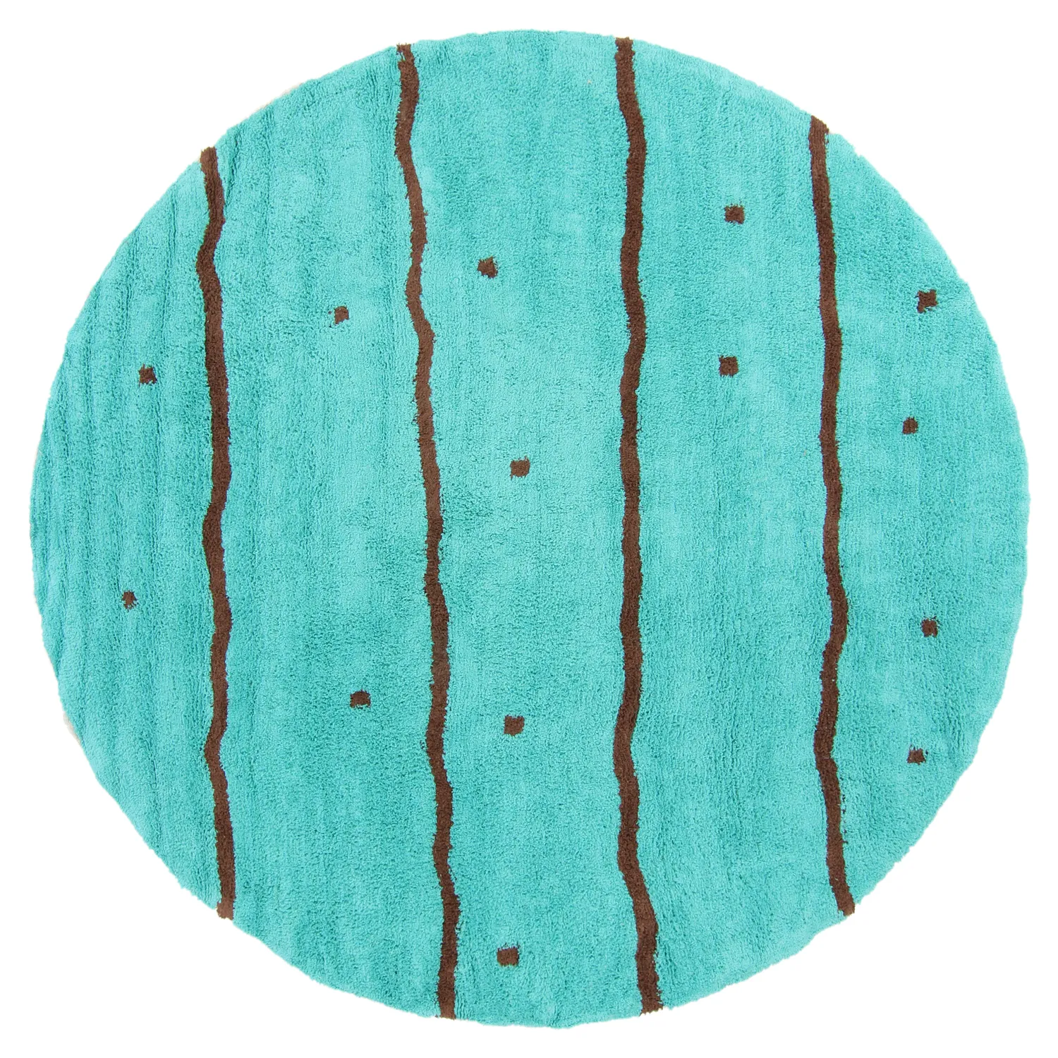 Tappeto rotondo - Leora Natural Cotton Shaggy (turchese/marrone)