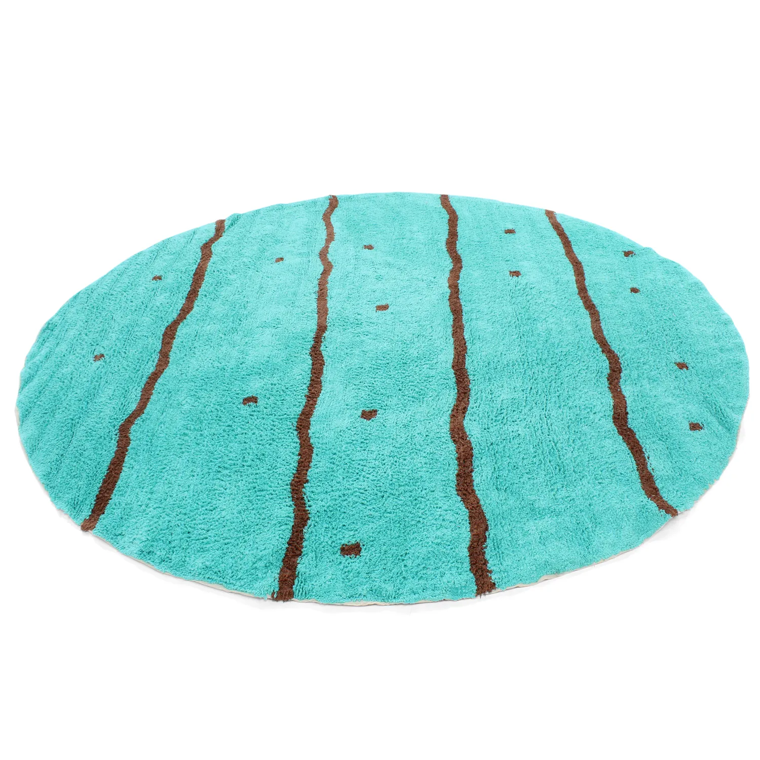 Tappeto rotondo - Leora Natural Cotton Shaggy (turchese/marrone)