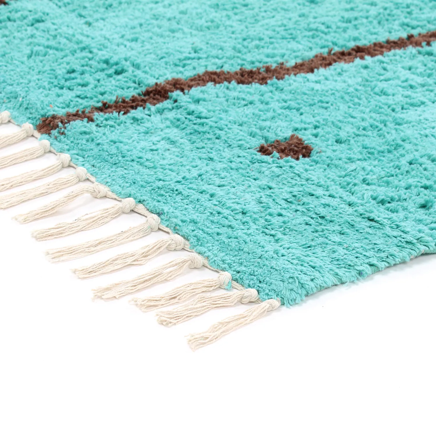 Tappeto A Pelo Lungo - Leora Natural Cotton Shaggy (turchese/marrone)
