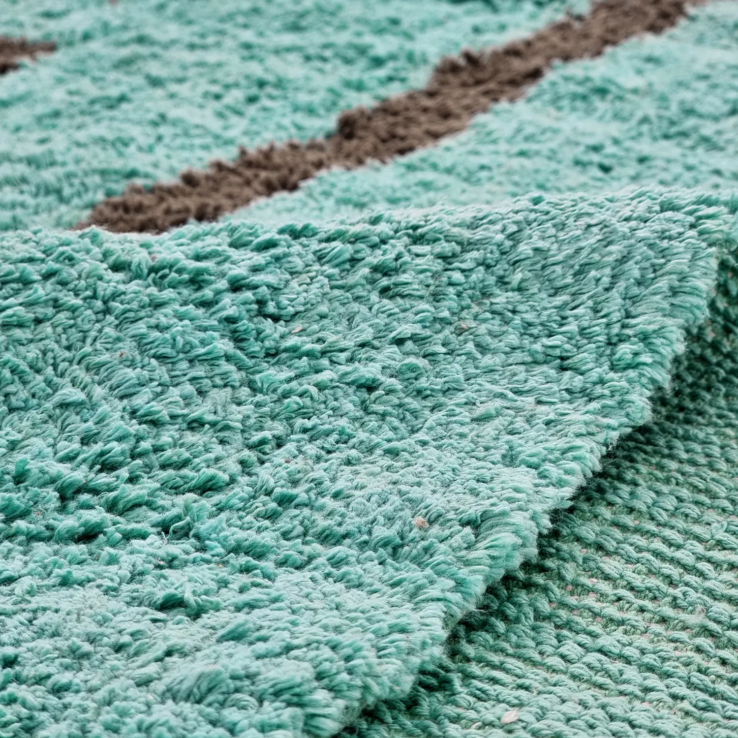 Tappeto A Pelo Lungo - Leora Natural Cotton Shaggy (turchese/marrone)