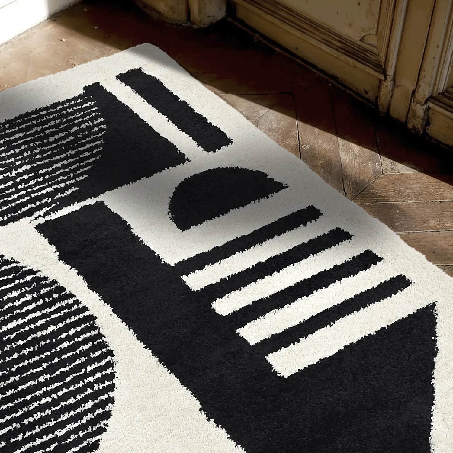 Tappeto A Pelo Lungo - Maron (bianco/nero)