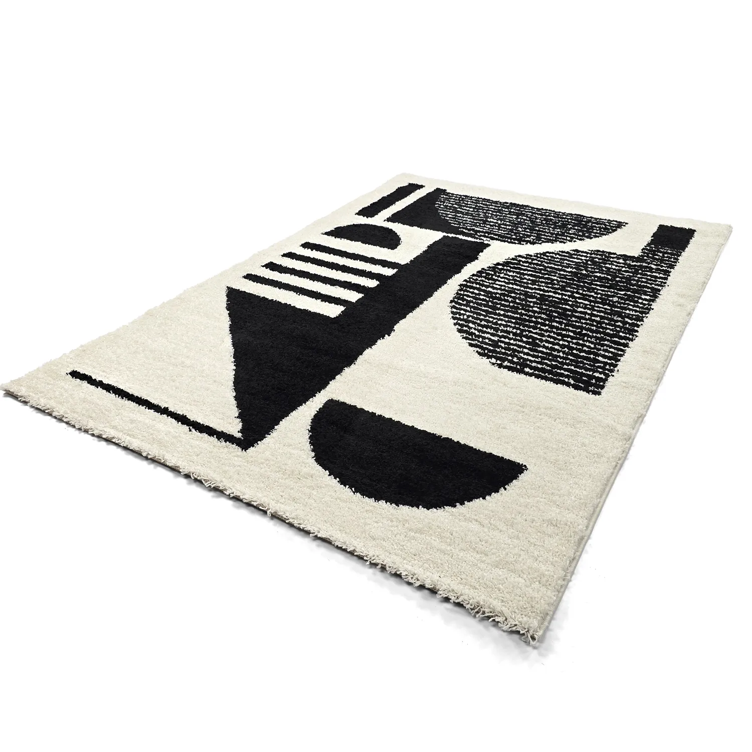 Tappeto A Pelo Lungo - Maron (bianco/nero)