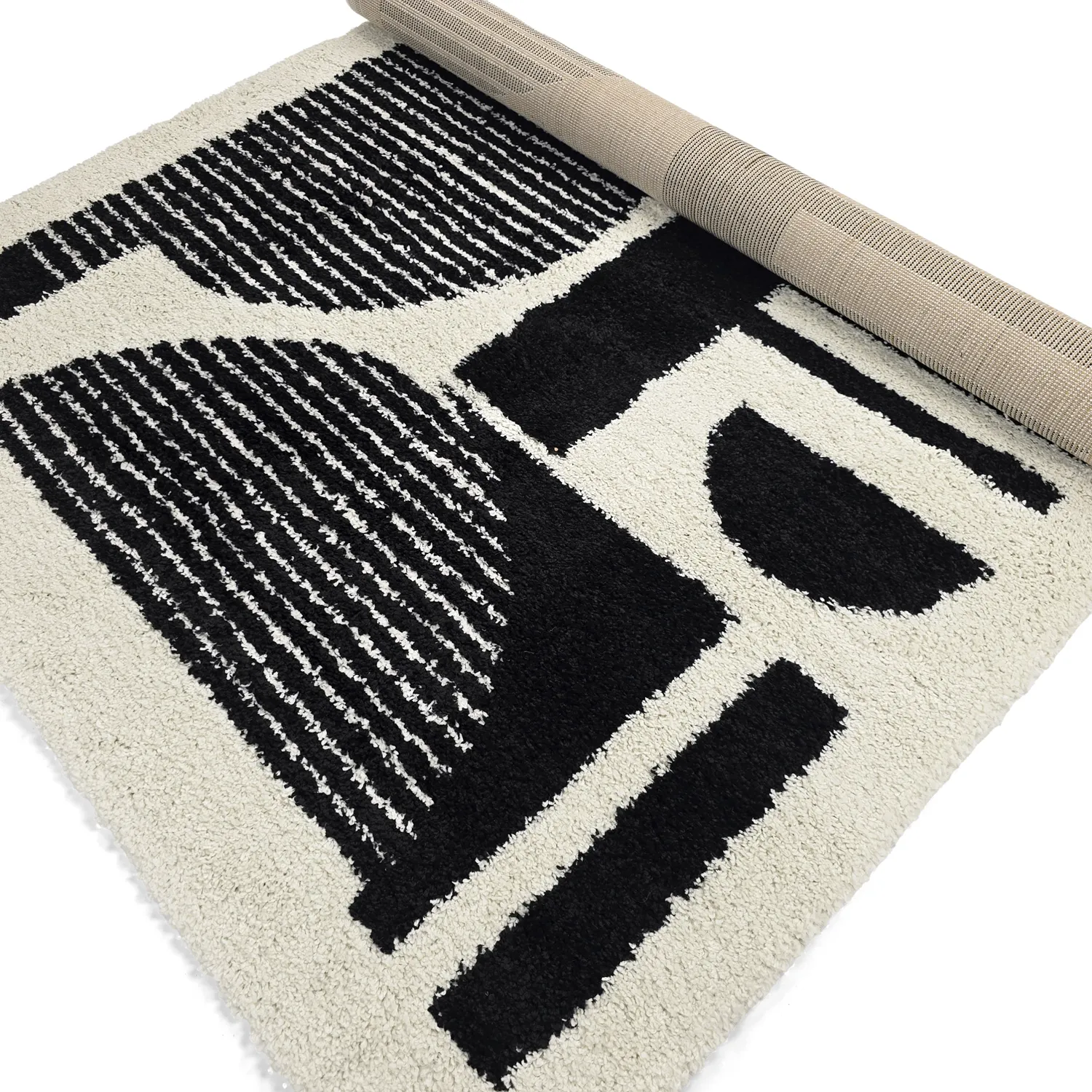 Tappeto A Pelo Lungo - Maron (bianco/nero)