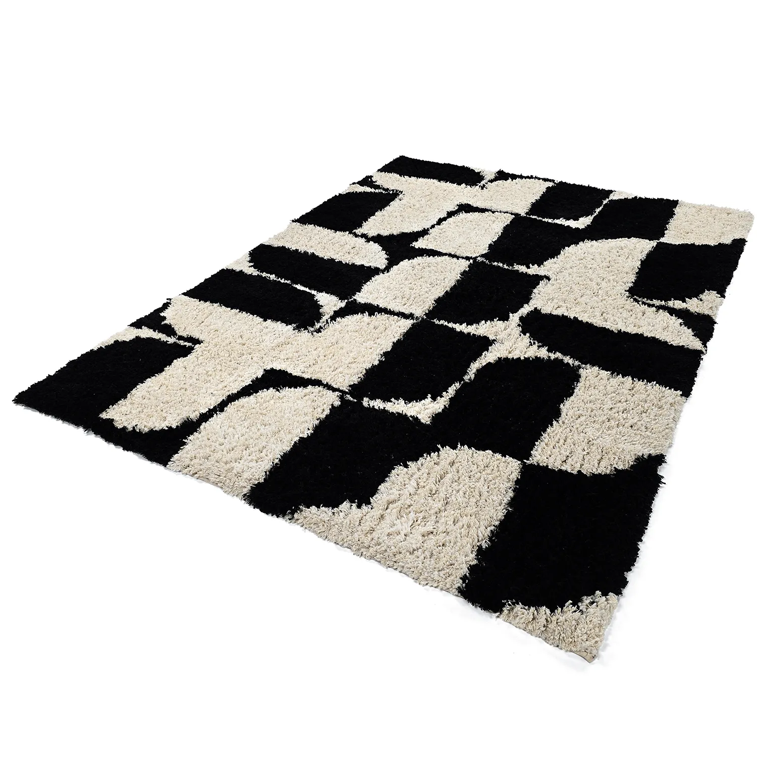 Tappeto A Pelo Lungo - Marvao Natural Cotton Shaggy (bianco sporco/nero)