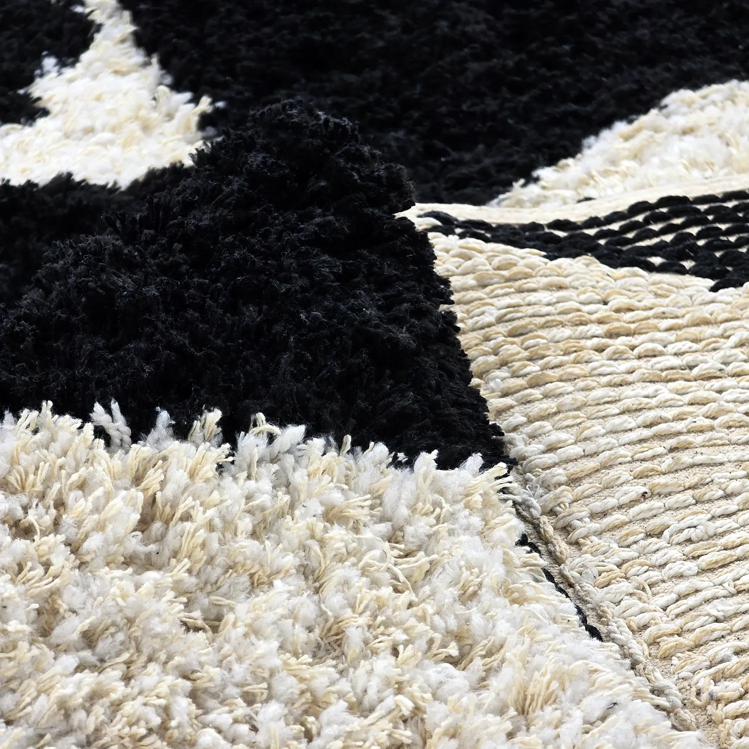 Tappeto A Pelo Lungo - Marvao Natural Cotton Shaggy (bianco sporco/nero)