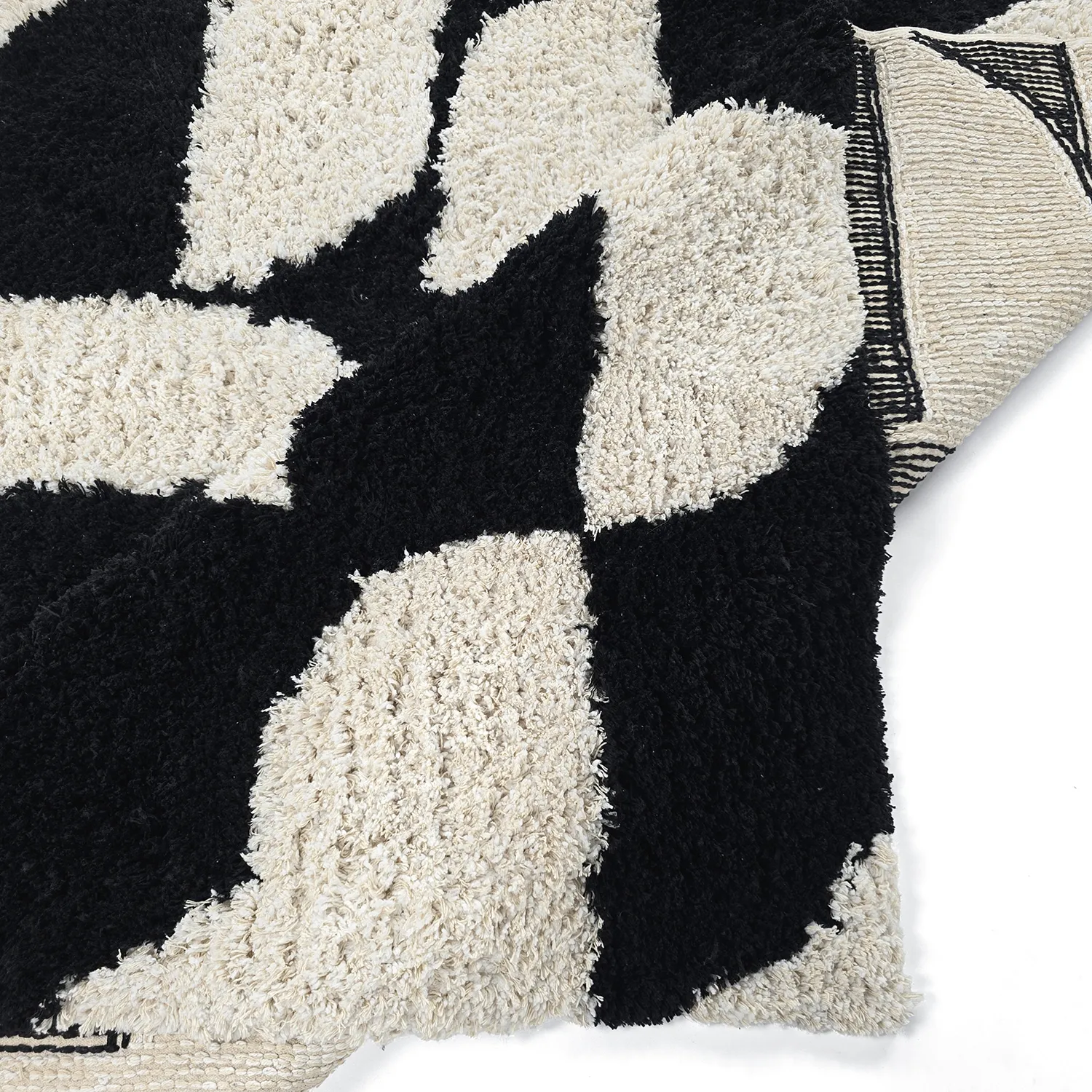 Tappeto A Pelo Lungo - Marvao Natural Cotton Shaggy (bianco sporco/nero)