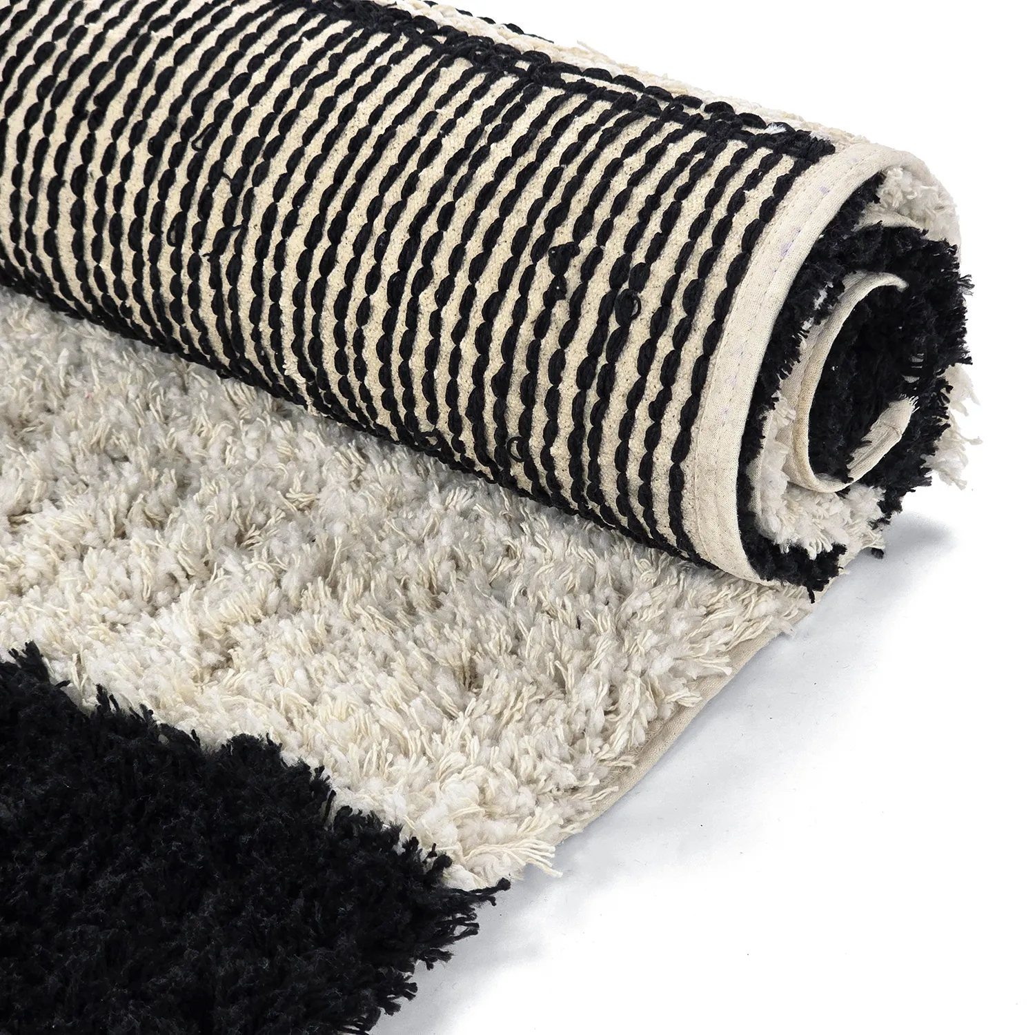 Tappeto A Pelo Lungo - Marvao Natural Cotton Shaggy (bianco sporco/nero)